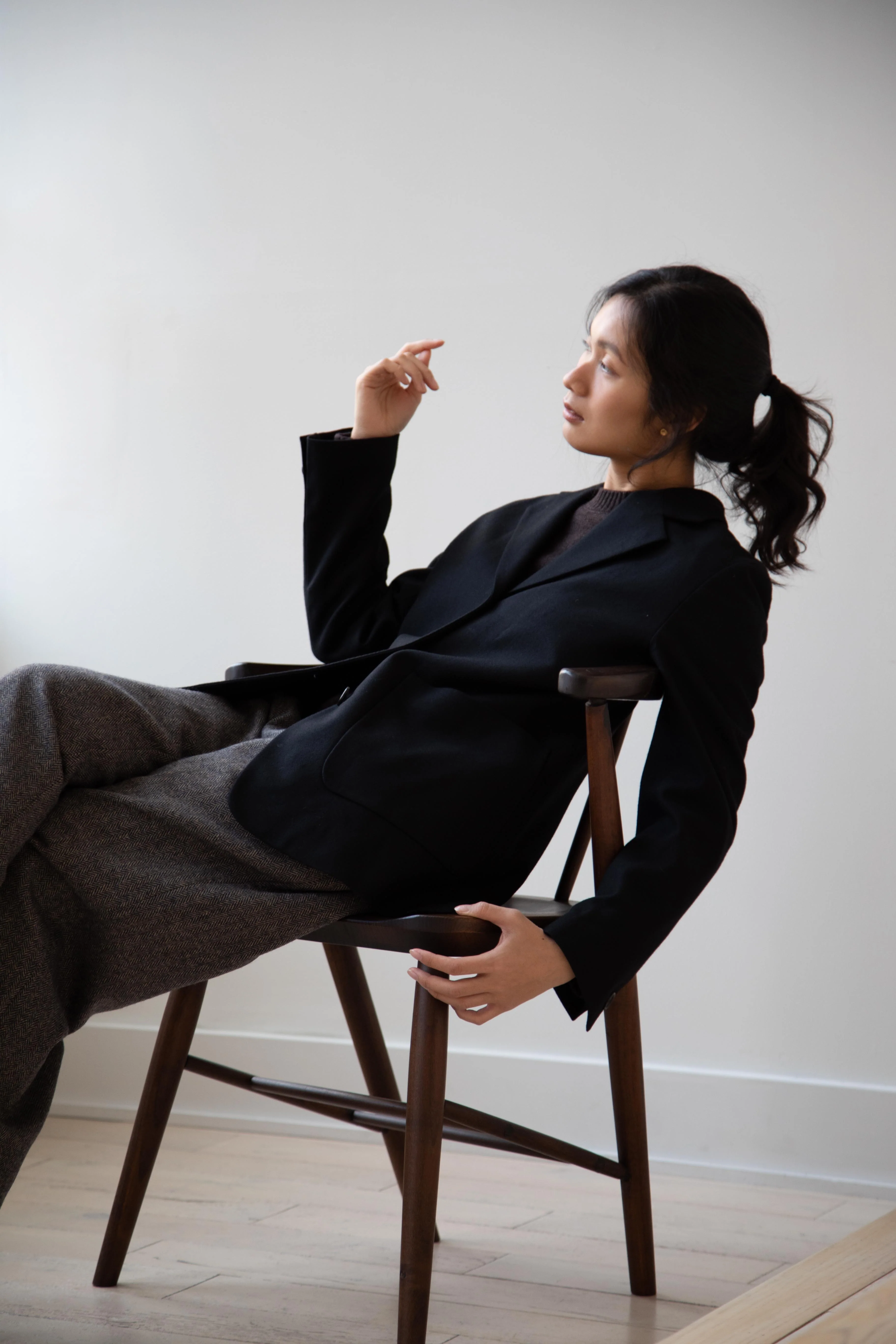 Margaret Howell | Flannel Wool Blazer in Black - Image 20
