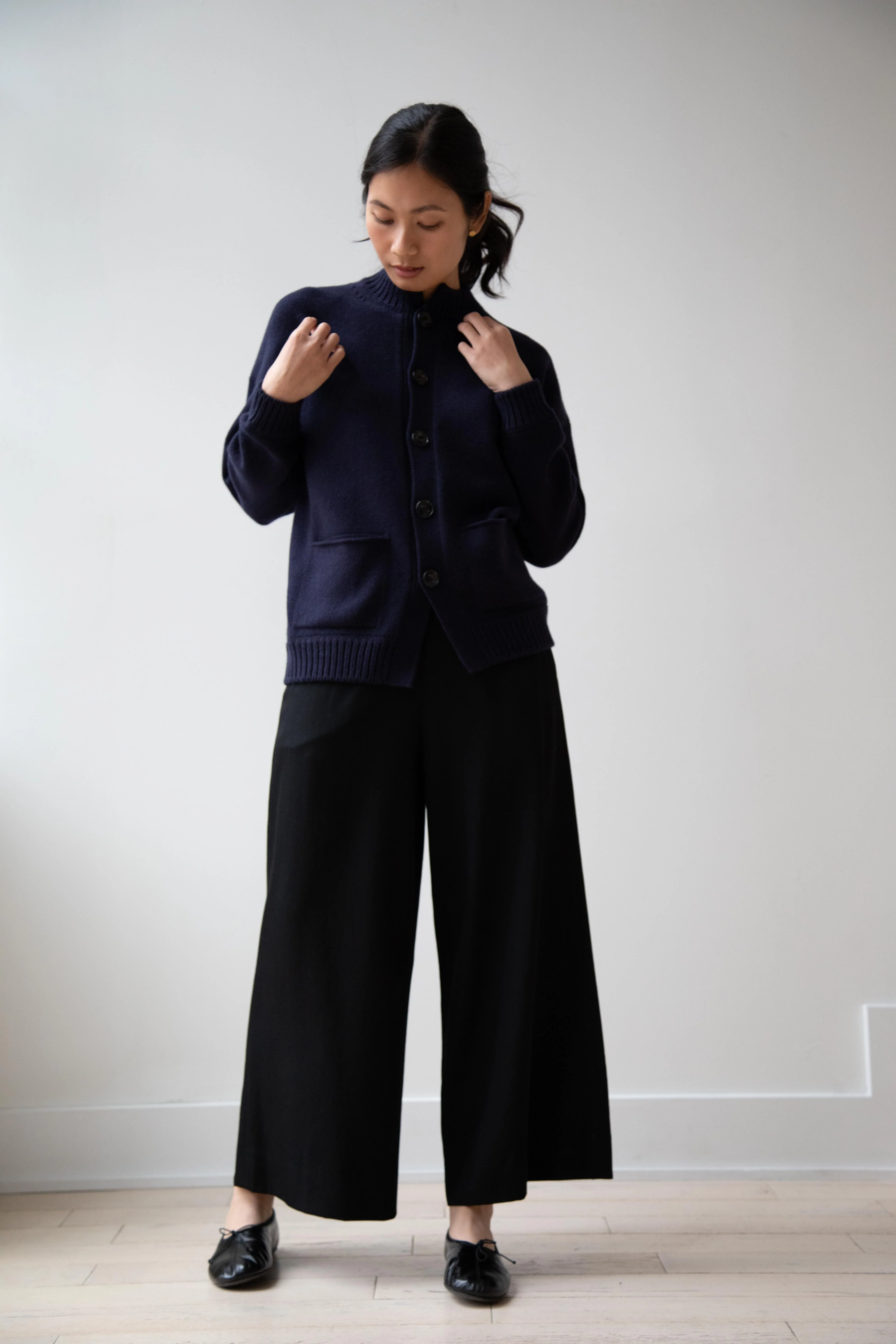 Margaret Howell | Flat Front Culottes in Black Wool - Image 10