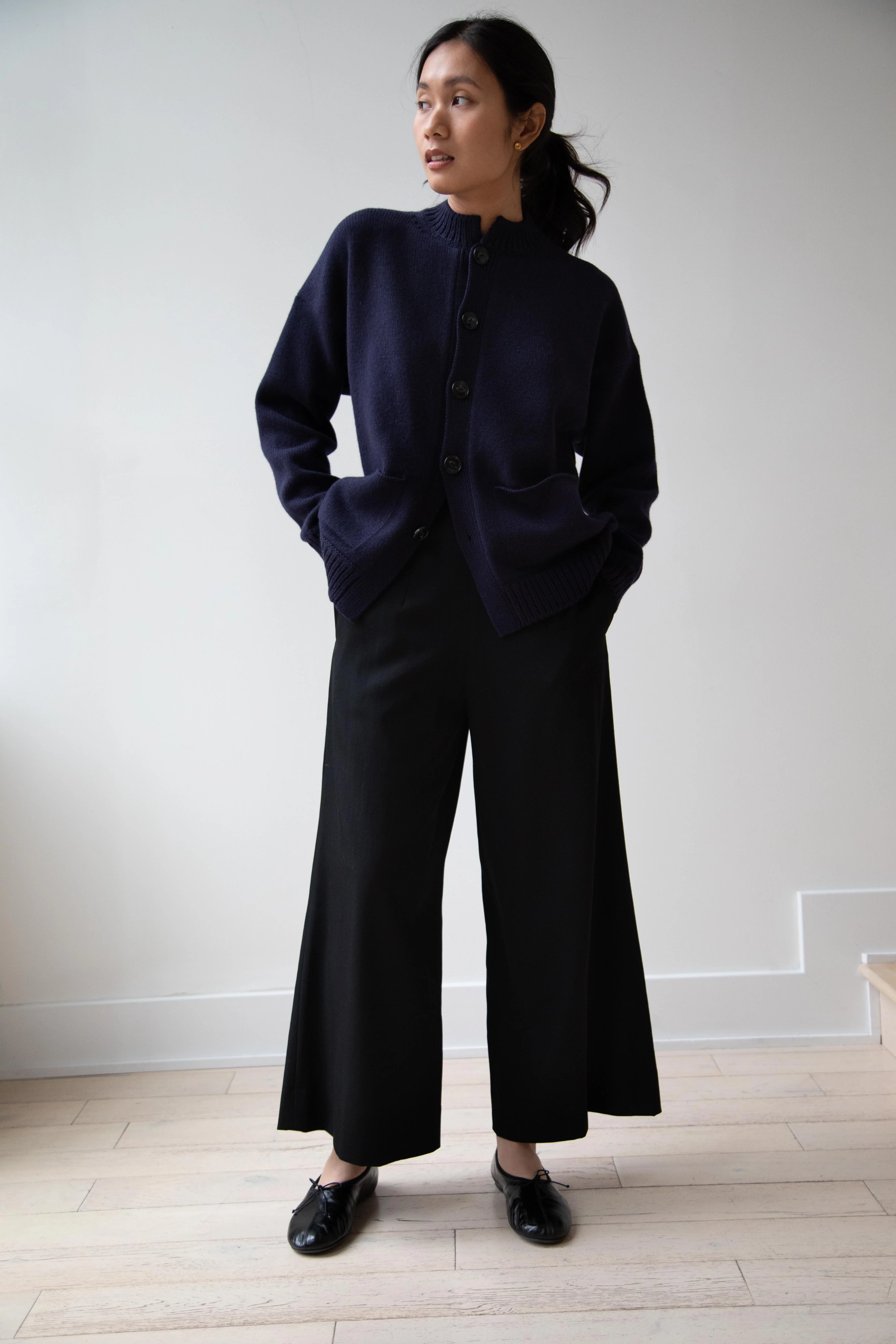 Margaret Howell | Flat Front Culottes in Black Wool - Image 2