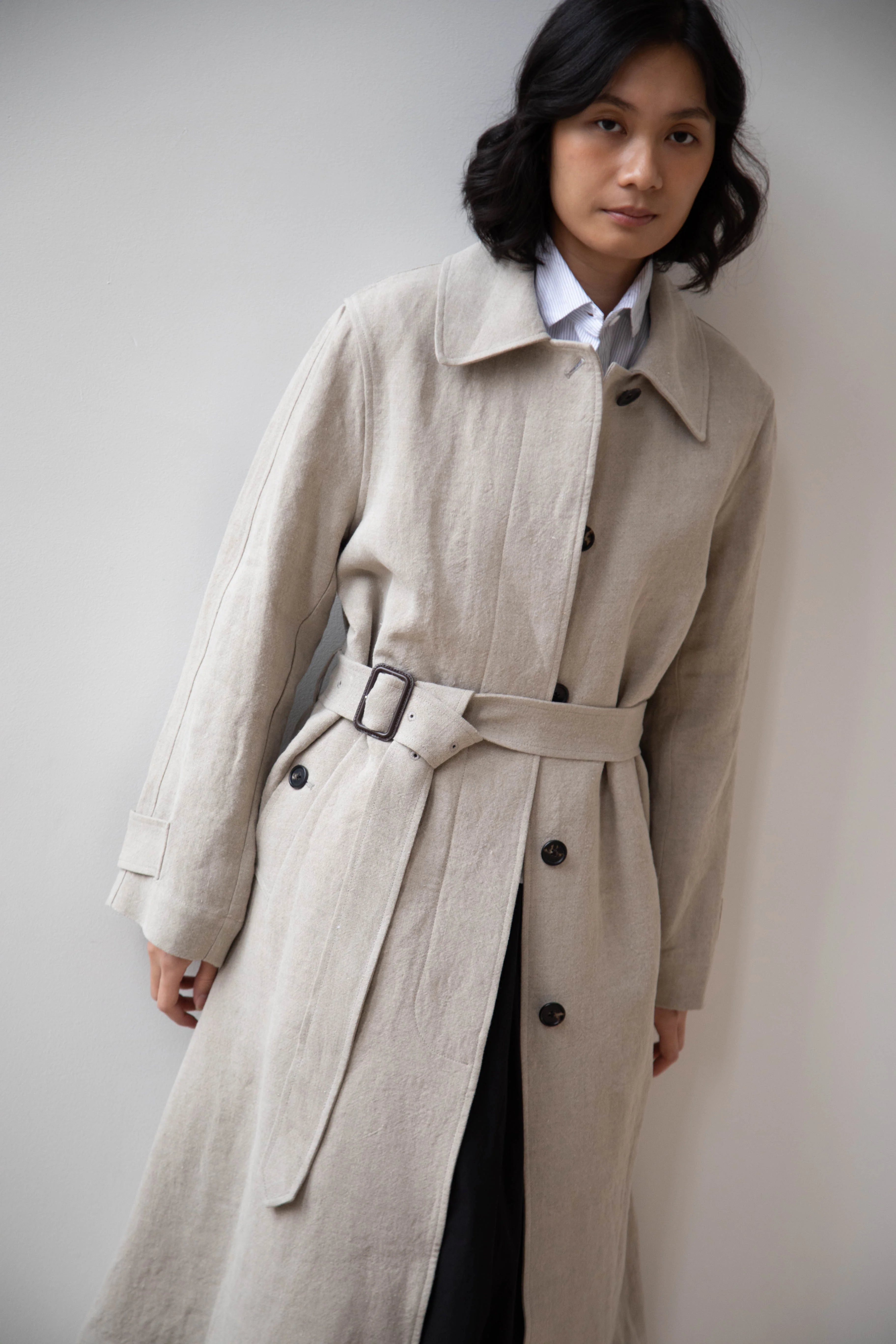 Margaret Howell | Fly Front Mac in Natural Linen - Image 18