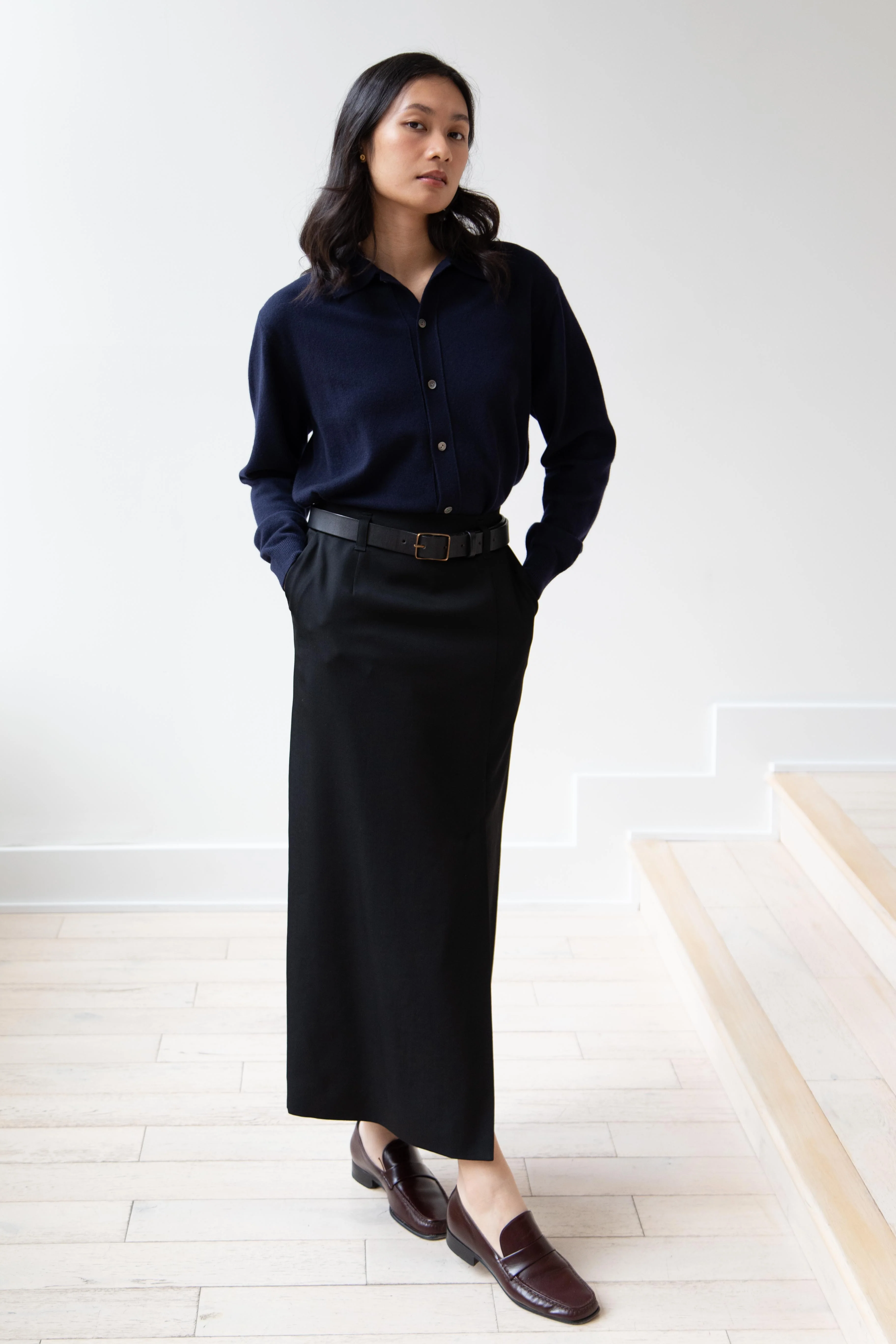 Margaret Howell | Midi Vent Skirt in Black
