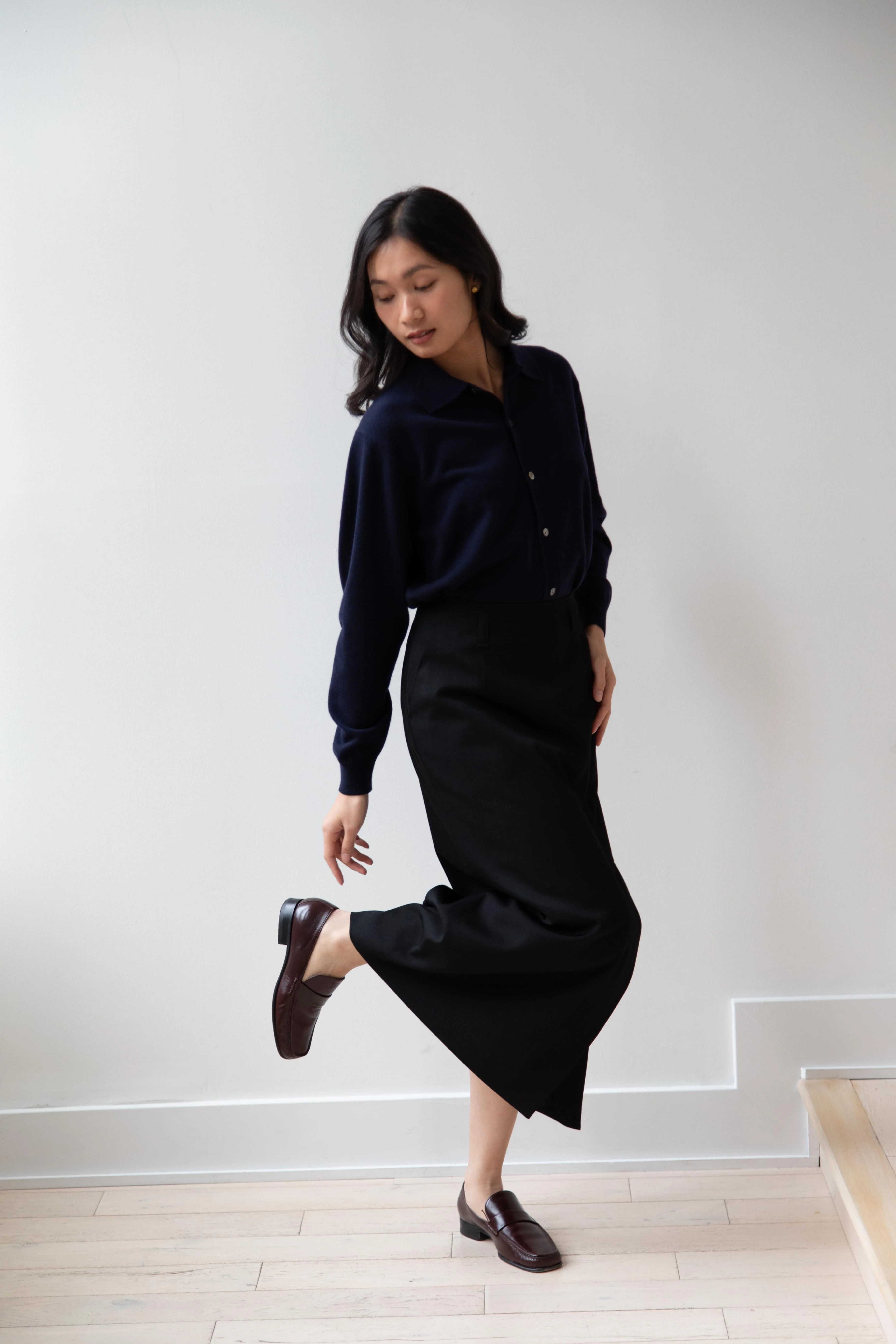 Margaret Howell | Midi Vent Skirt in Black - Image 11