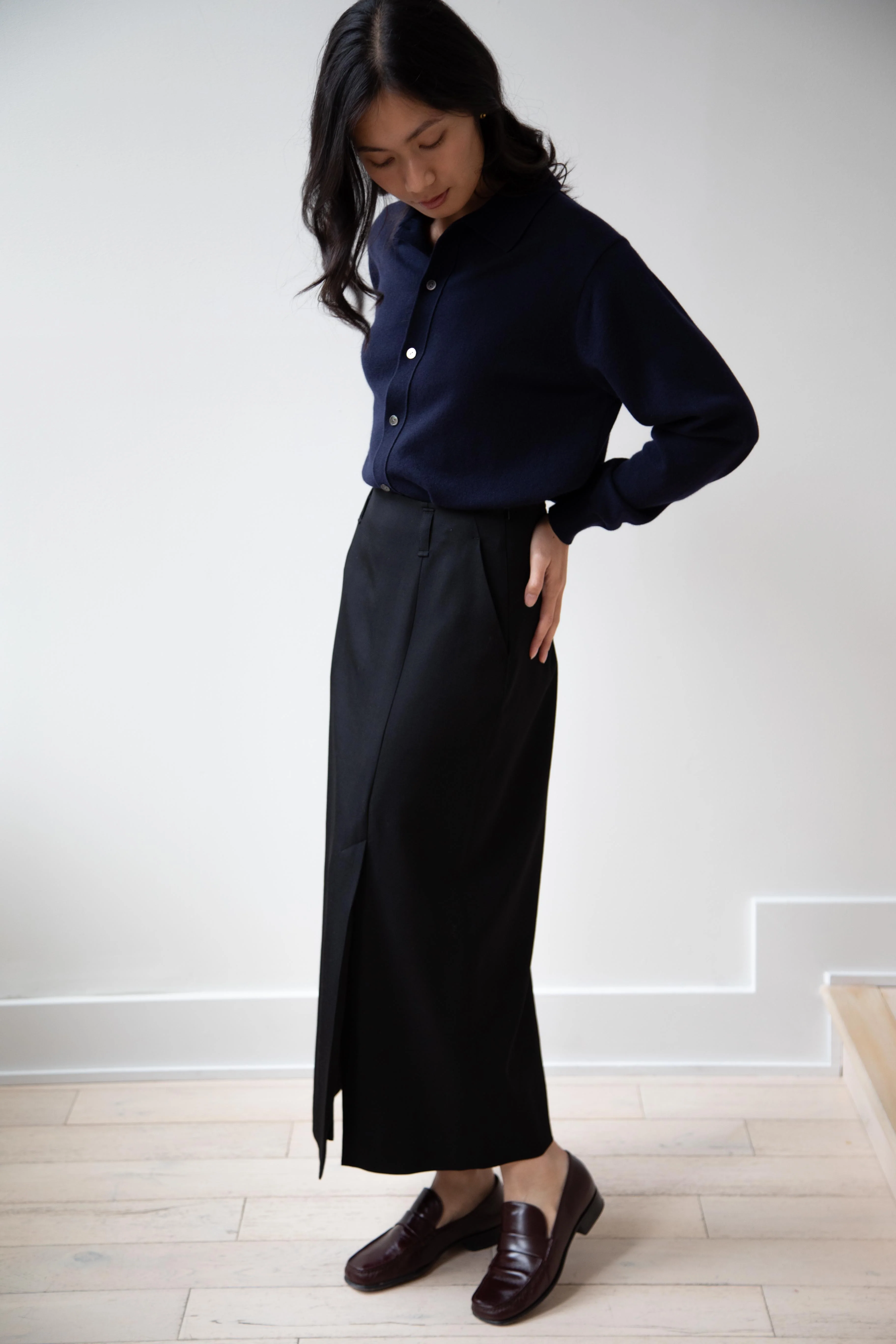 Margaret Howell | Midi Vent Skirt in Black - Image 15