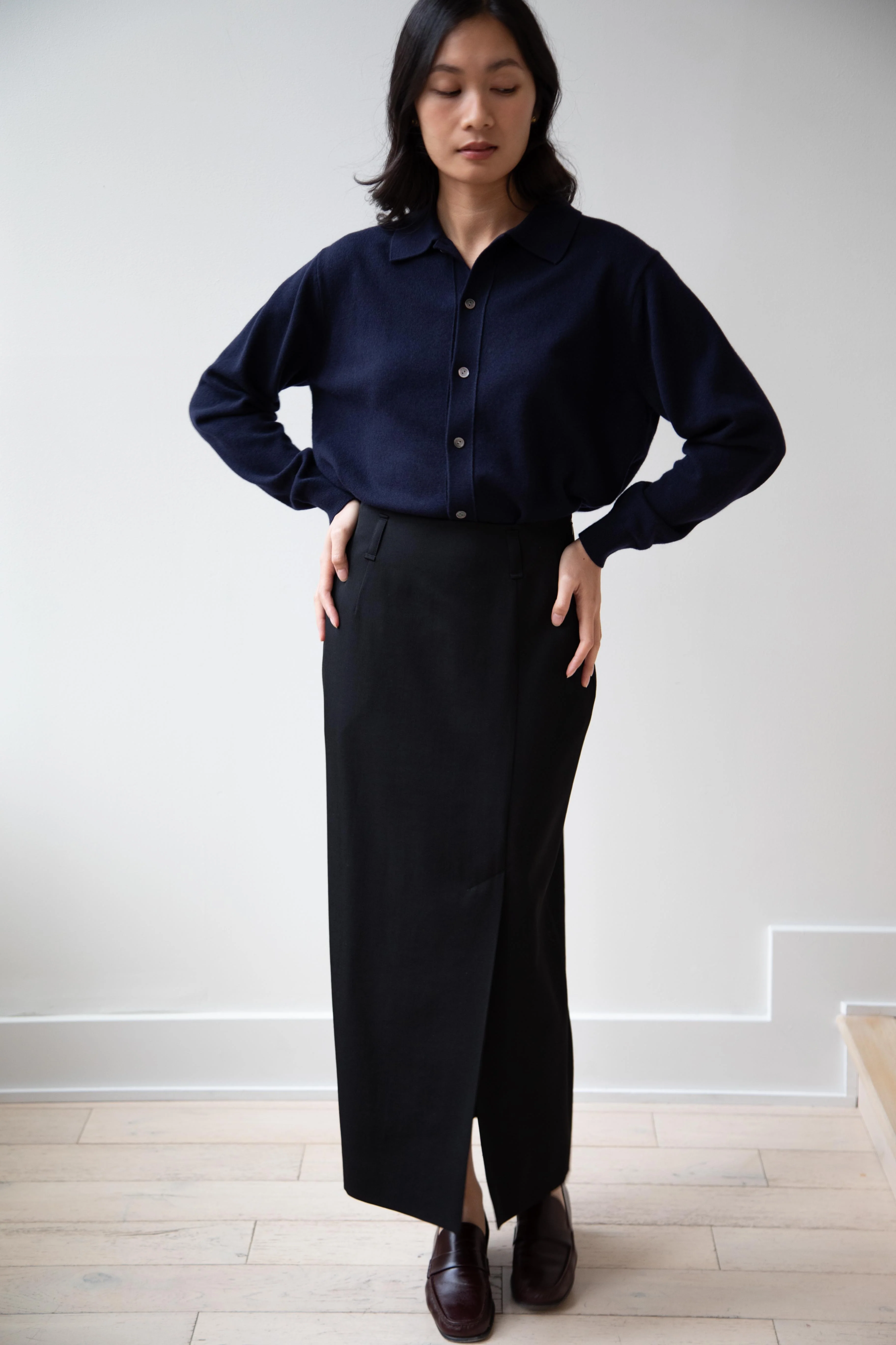 Margaret Howell | Midi Vent Skirt in Black - Image 3