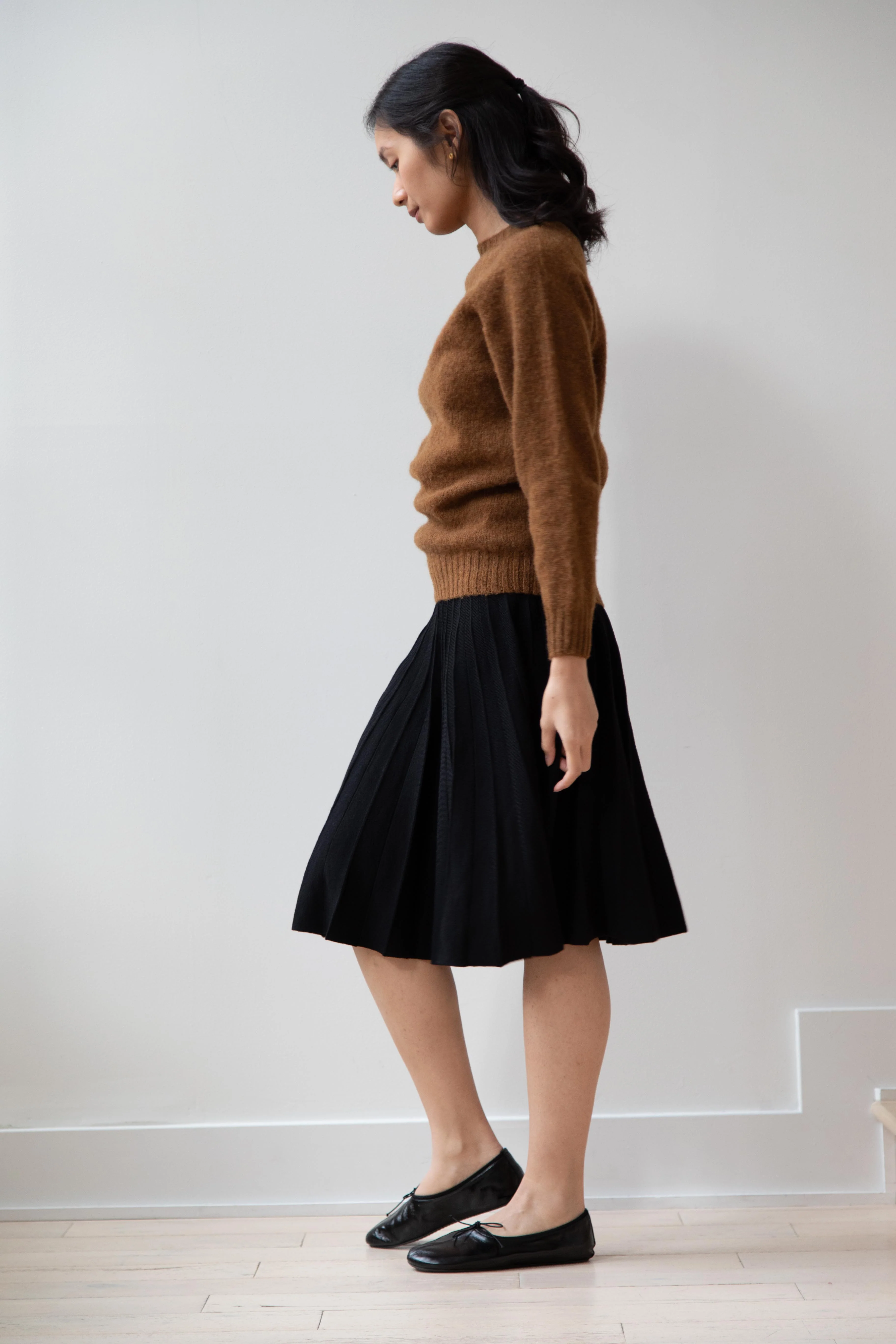 Margaret Howell | Pleated Knit Merino Skirt in Black - Image 11