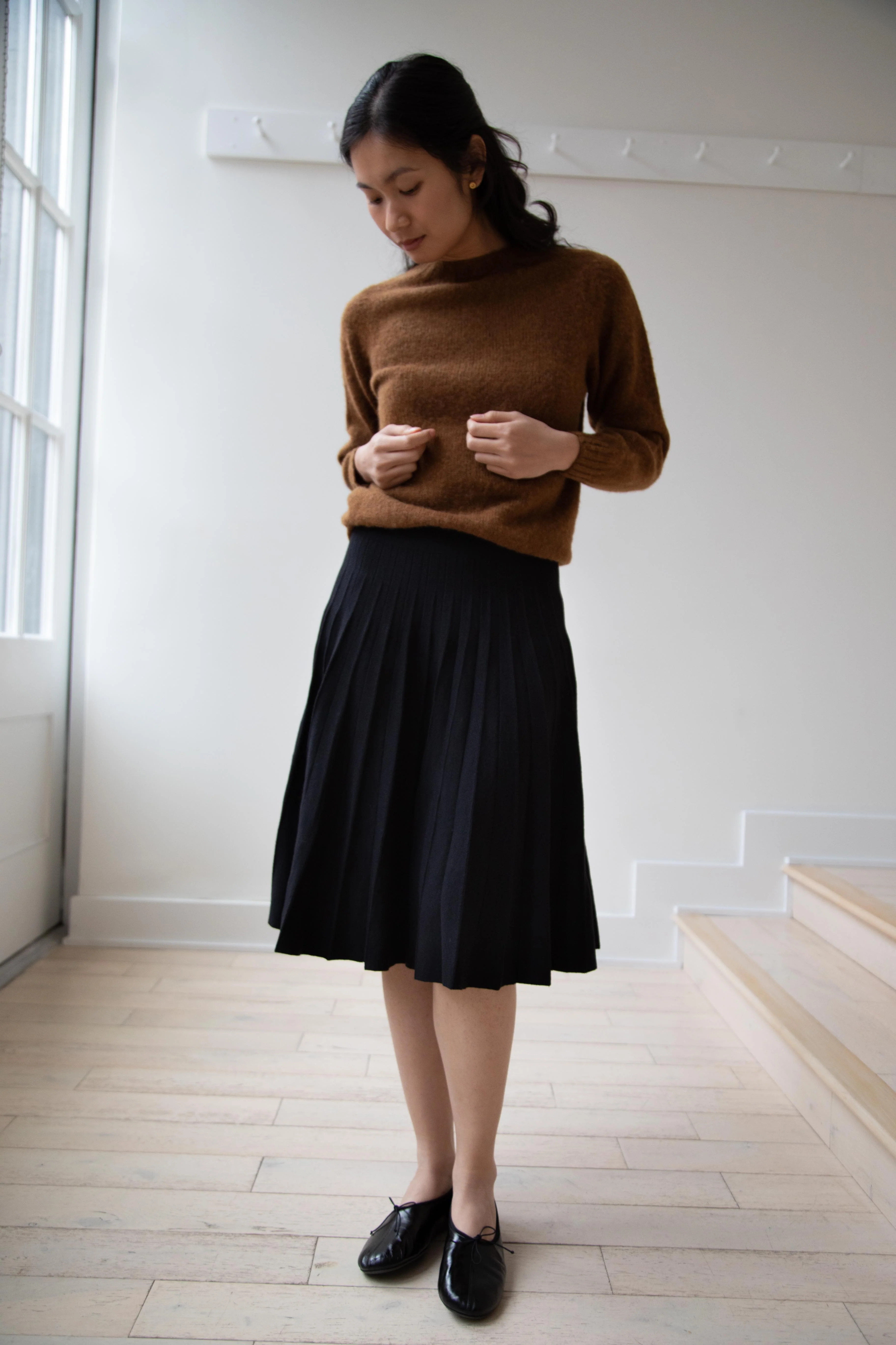 Margaret Howell | Pleated Knit Merino Skirt in Black - Image 12