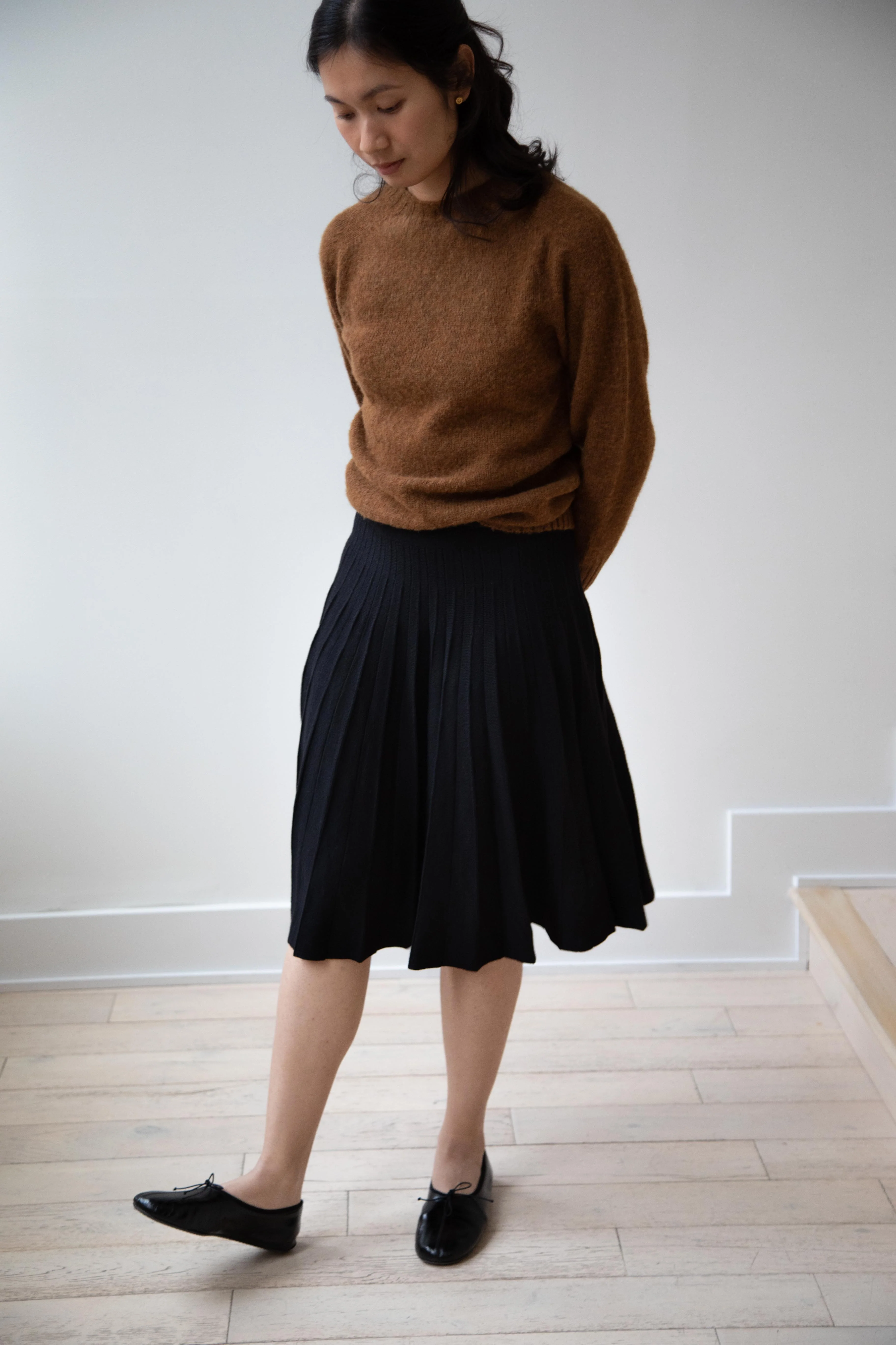 Margaret Howell | Pleated Knit Merino Skirt in Black - Image 17