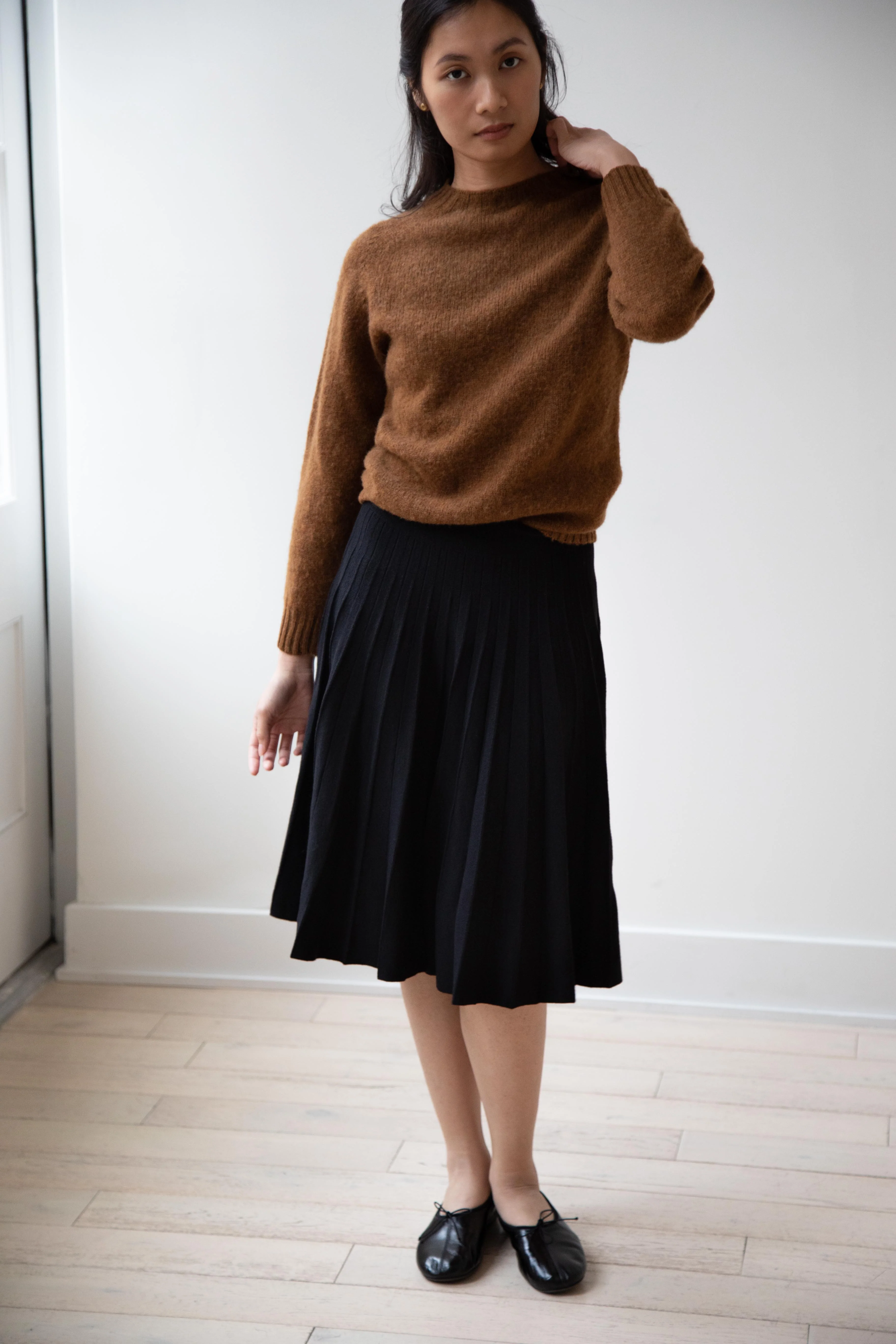 Margaret Howell | Pleated Knit Merino Skirt in Black - Image 18
