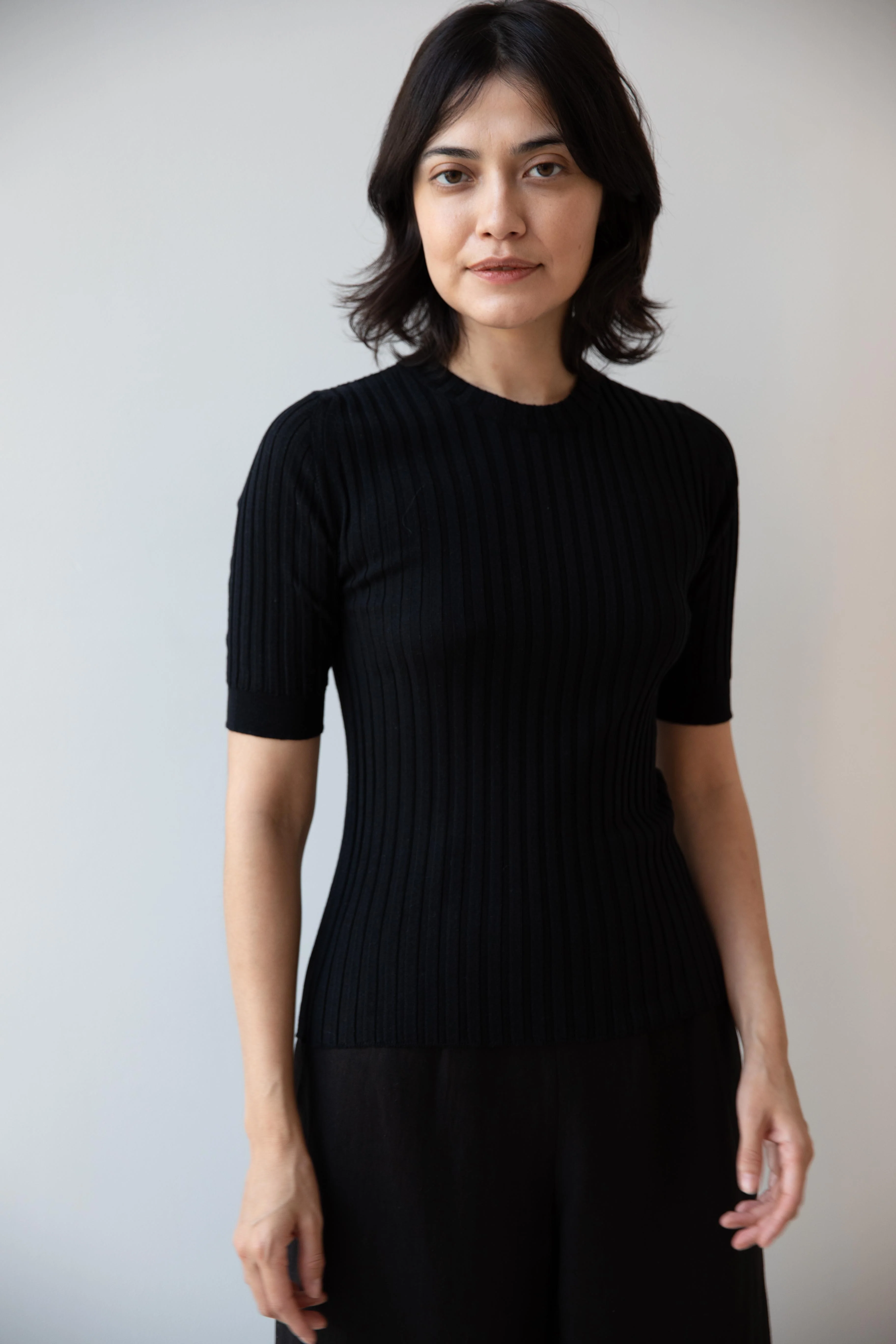 Margaret Howell | Ribbed T-Shirt in Black - Image 5