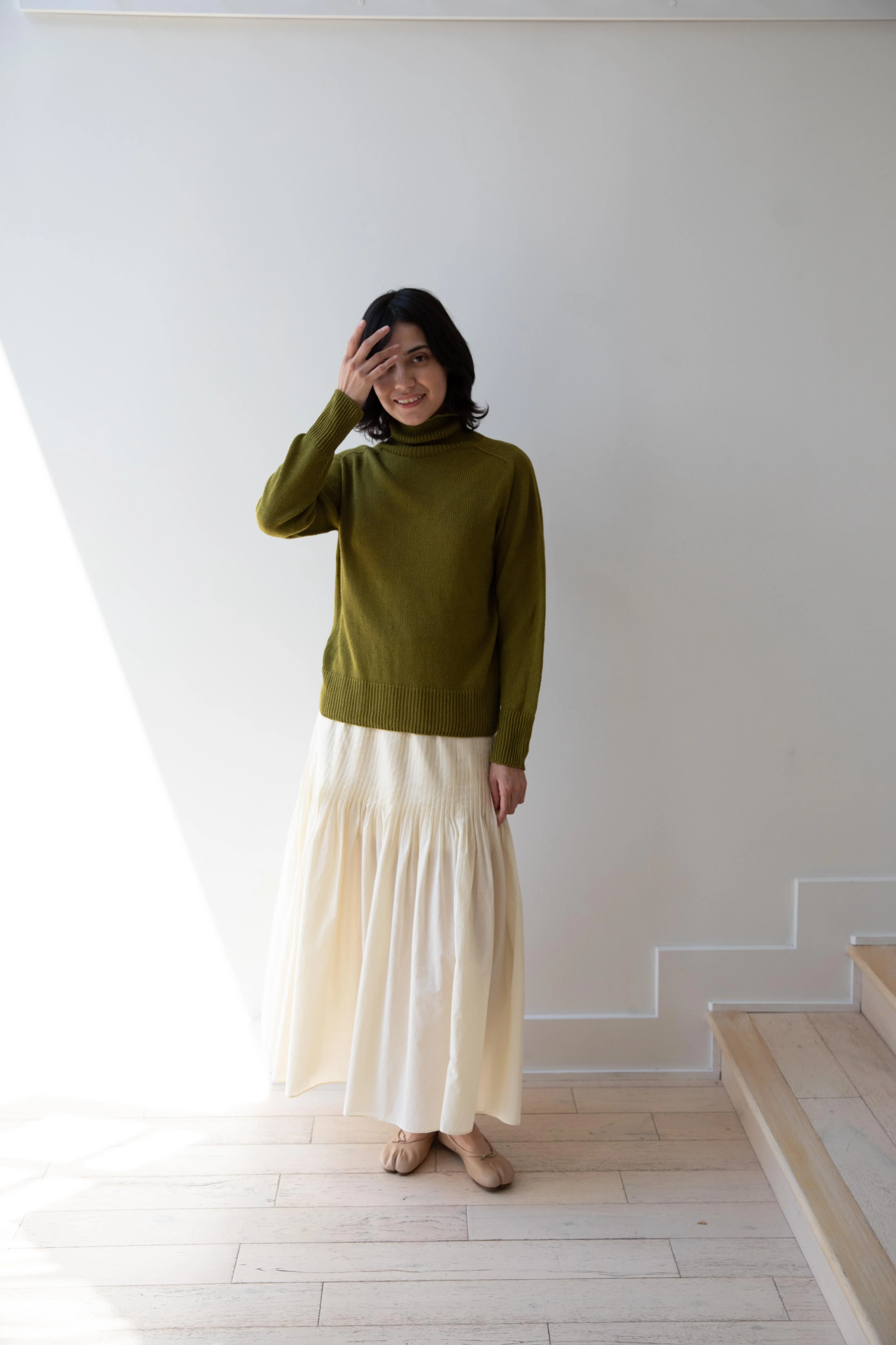Margaret Howell | Seamless Roll Neck in Bright Olive - Image 7