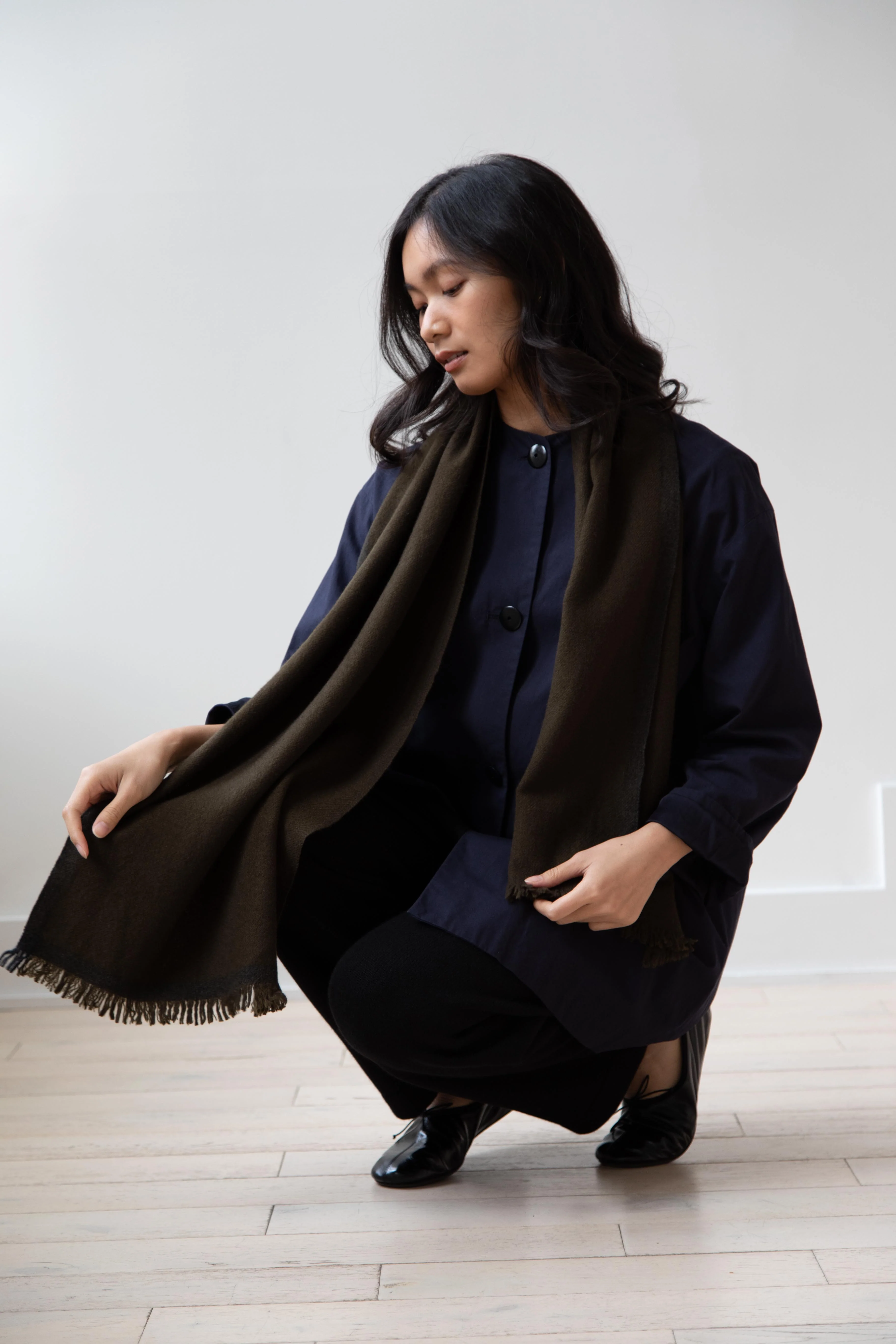 Margaret Howell | Selvedge Scarf in Dark Olive - Image 10