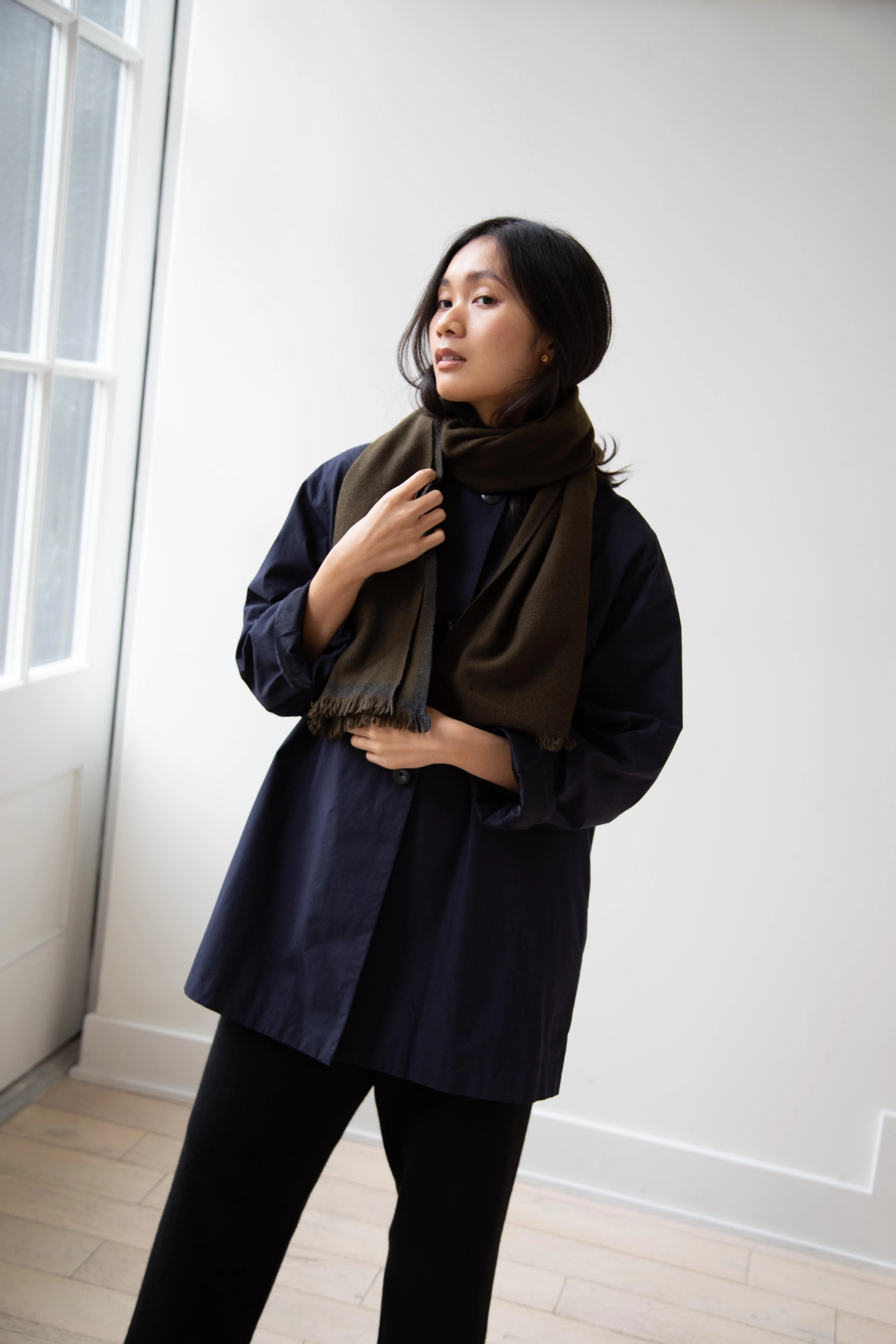 Margaret Howell | Selvedge Scarf in Dark Olive - Image 14