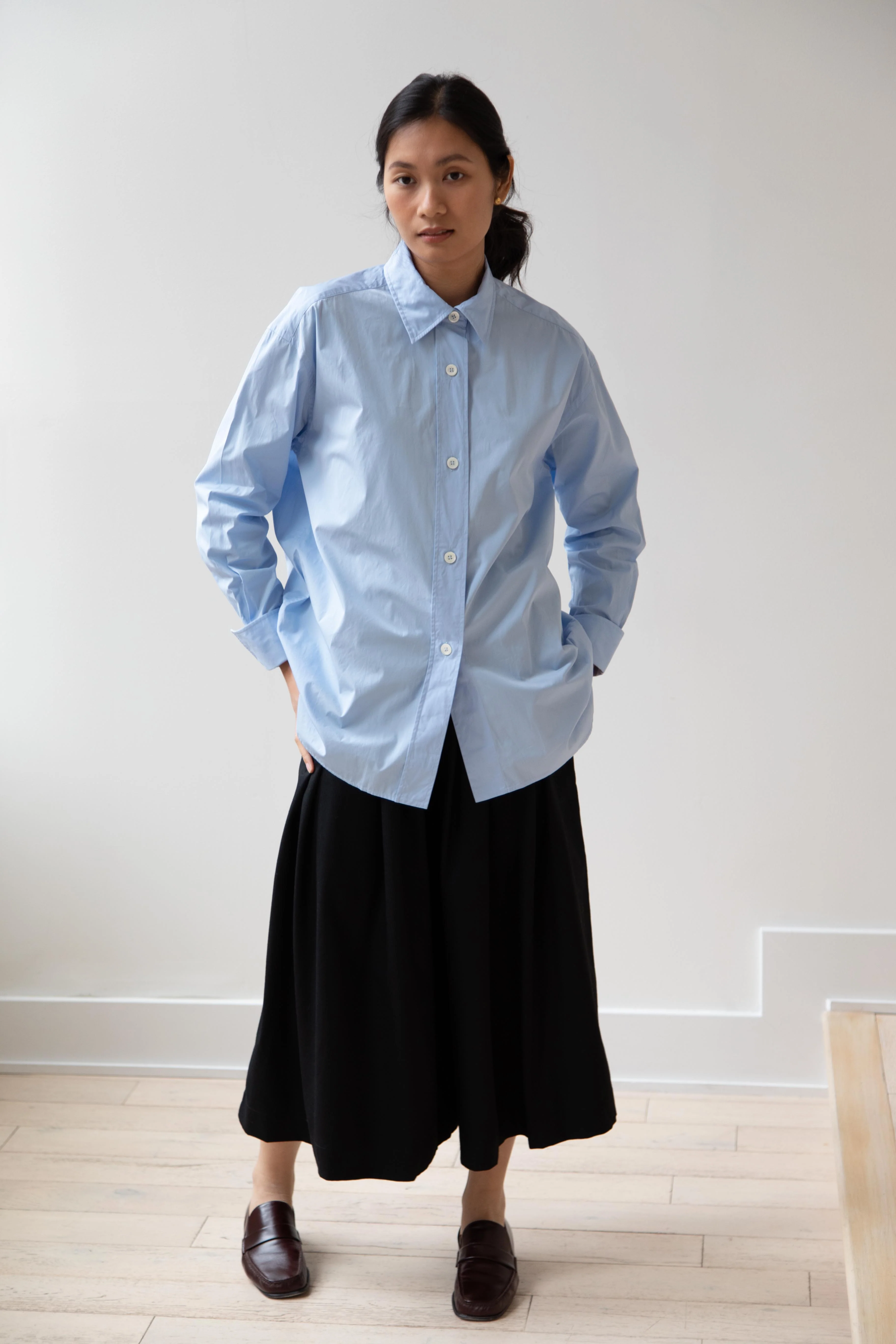 Margaret Howell | Turn Up Cuff Shirt in Pale Blue - Image 6