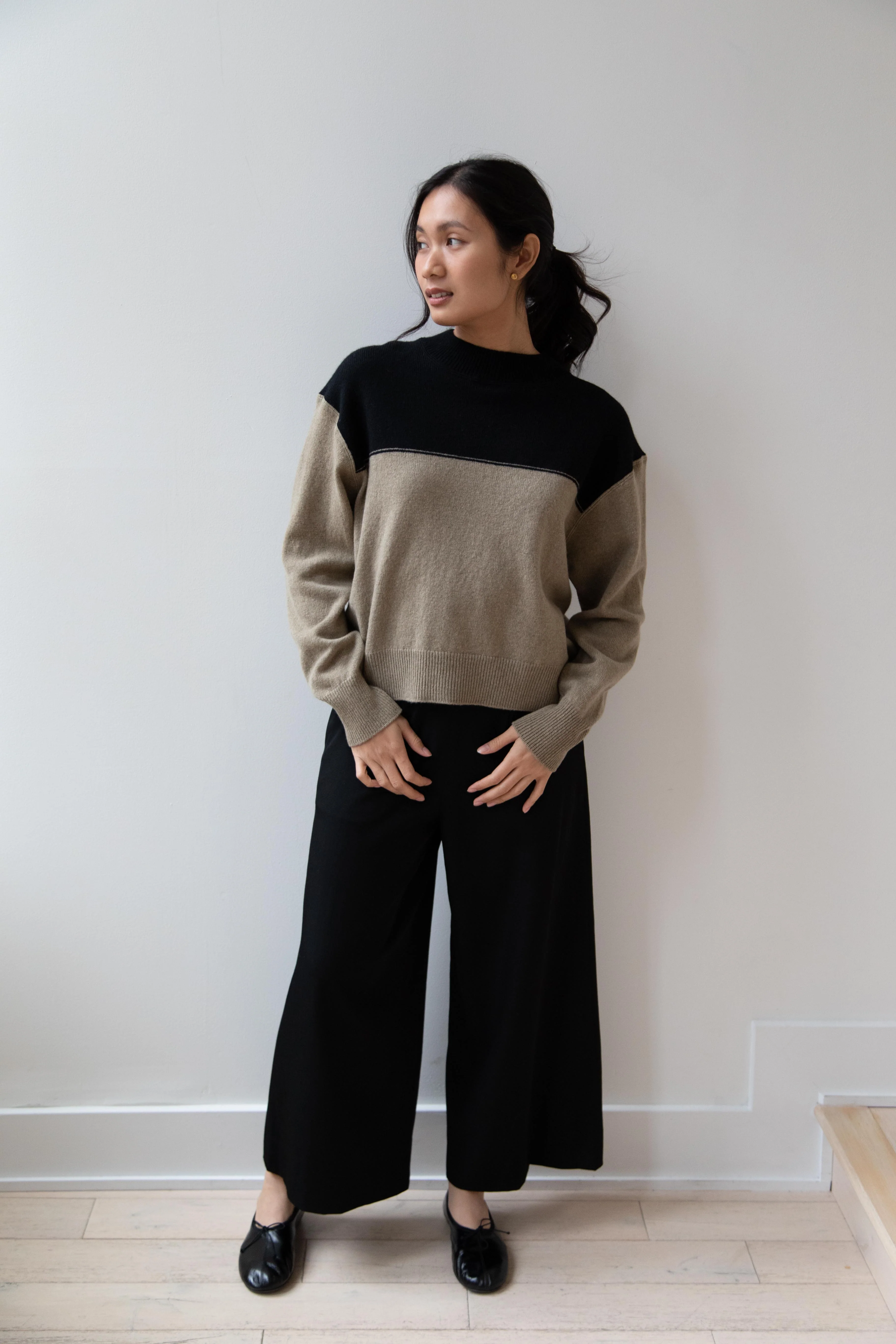 MHL | Colorblock Sweater in Black & Linen - Image 3