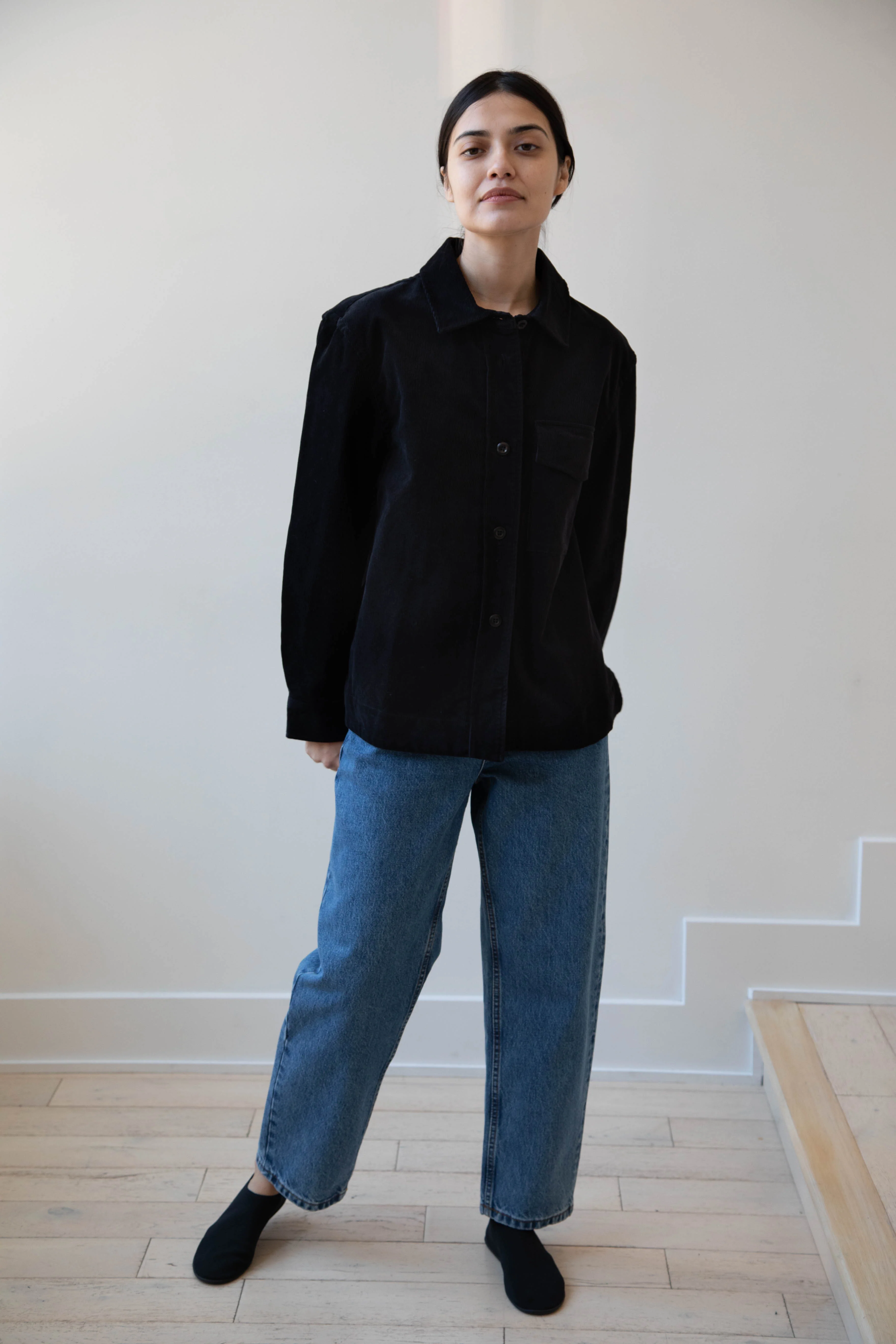MHL | Single Pocket Overshirt in Black Corduroy - Image 10