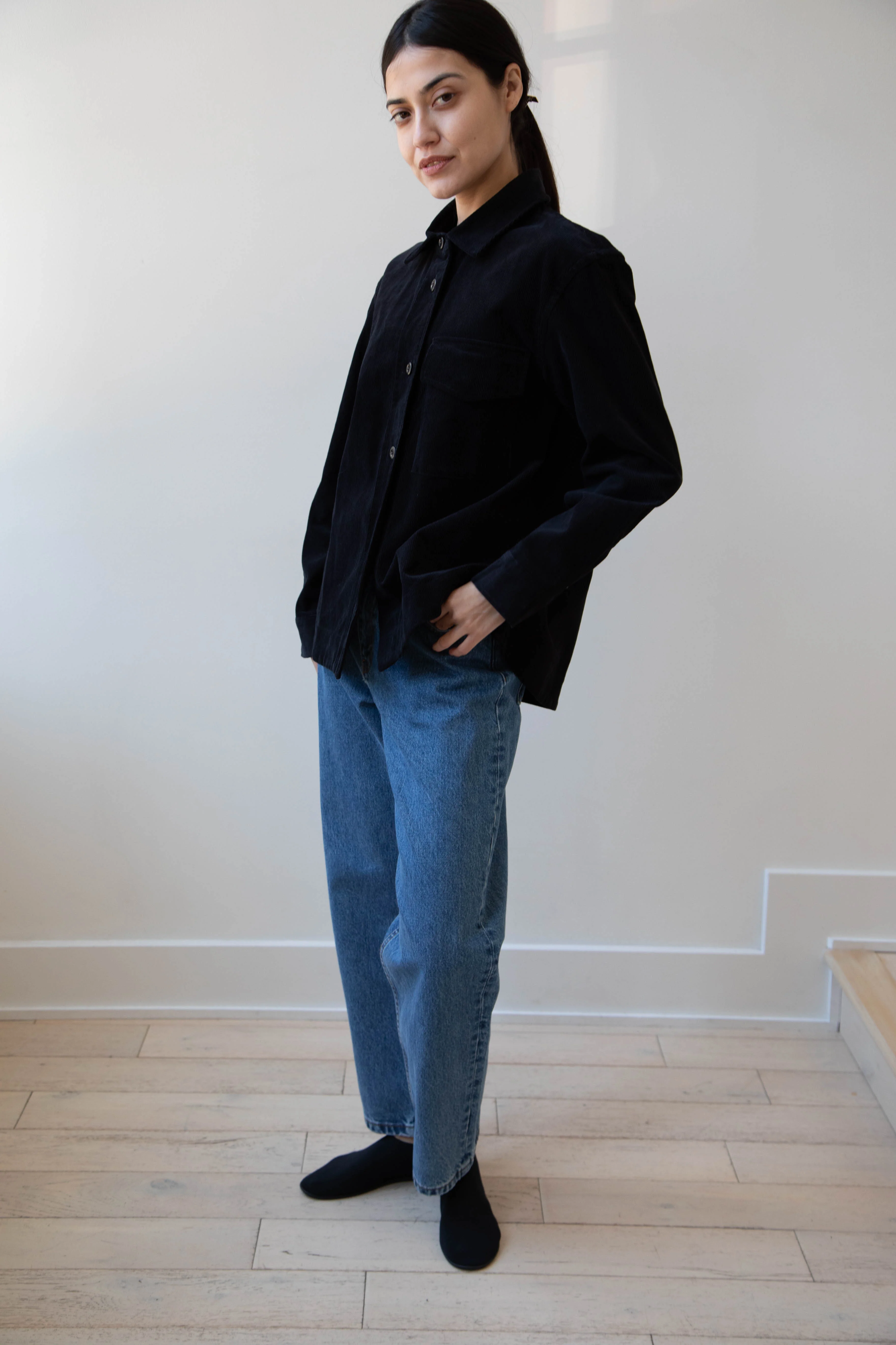 MHL | Single Pocket Overshirt in Black Corduroy - Image 24