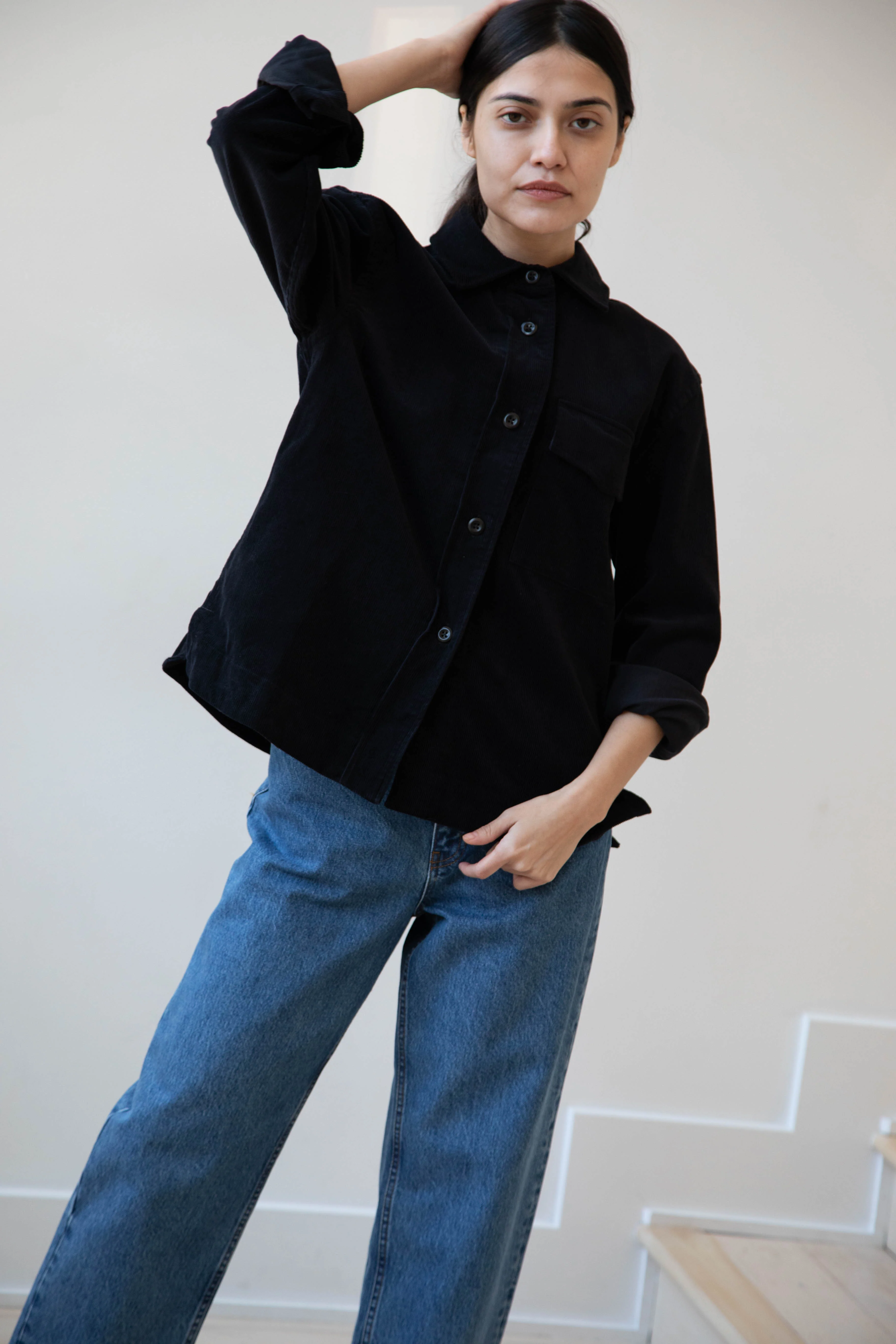 MHL | Single Pocket Overshirt in Black Corduroy - Image 31