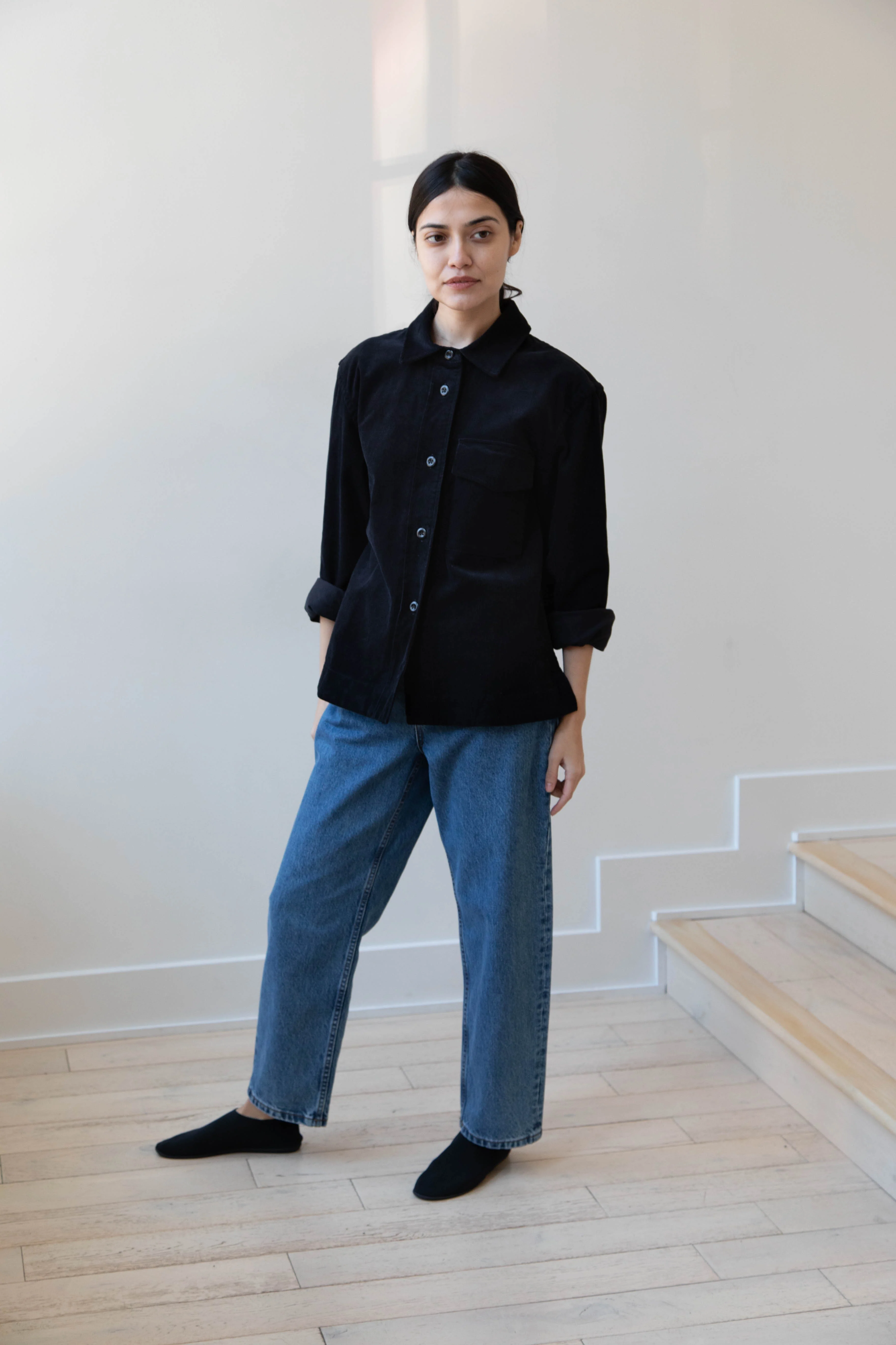 MHL | Single Pocket Overshirt in Black Corduroy - Image 4
