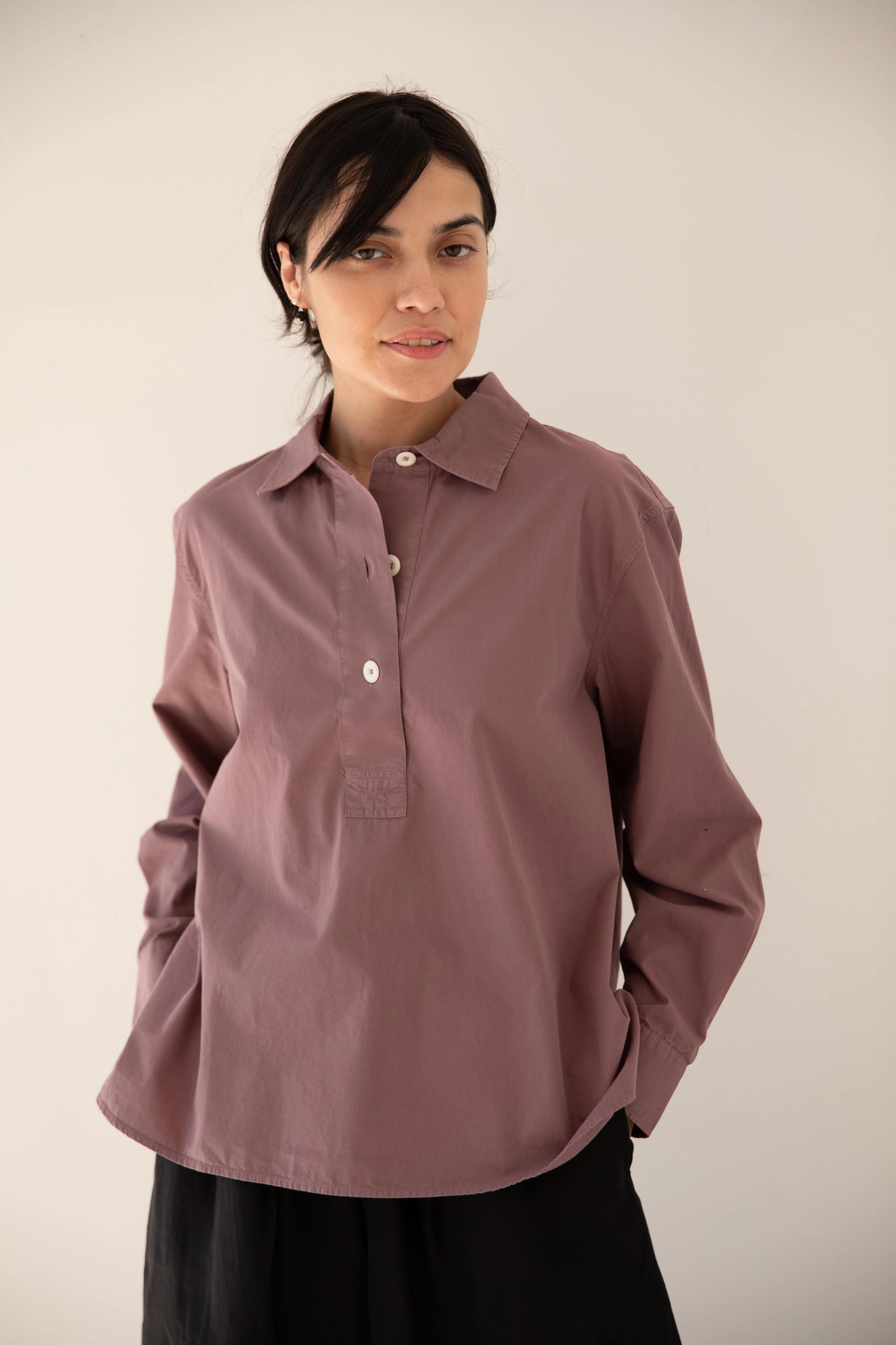 MHL | Swing Shirt Washed Cotton Poplin in Mineral Pink - Image 12