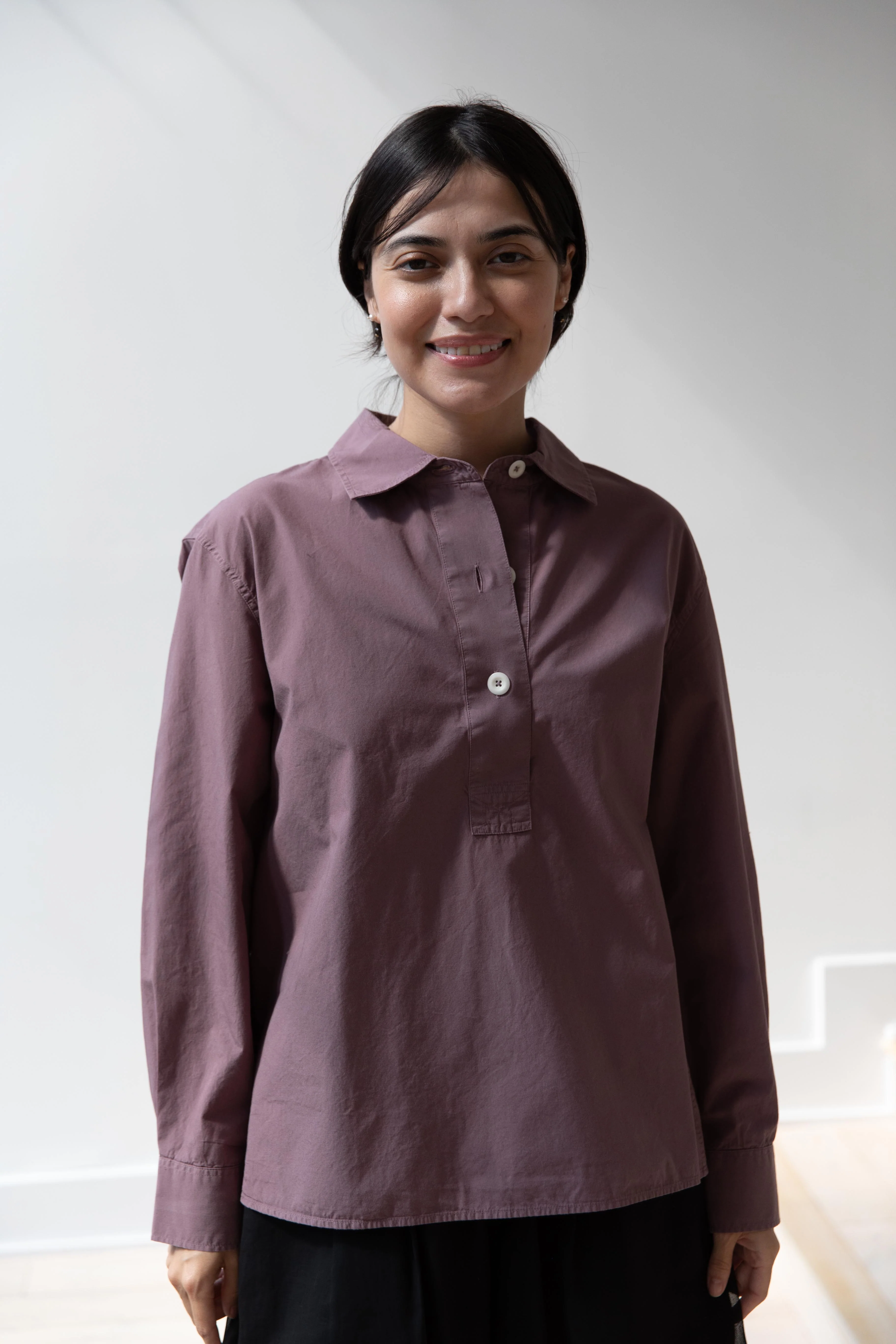 MHL | Swing Shirt Washed Cotton Poplin in Mineral Pink - Image 5