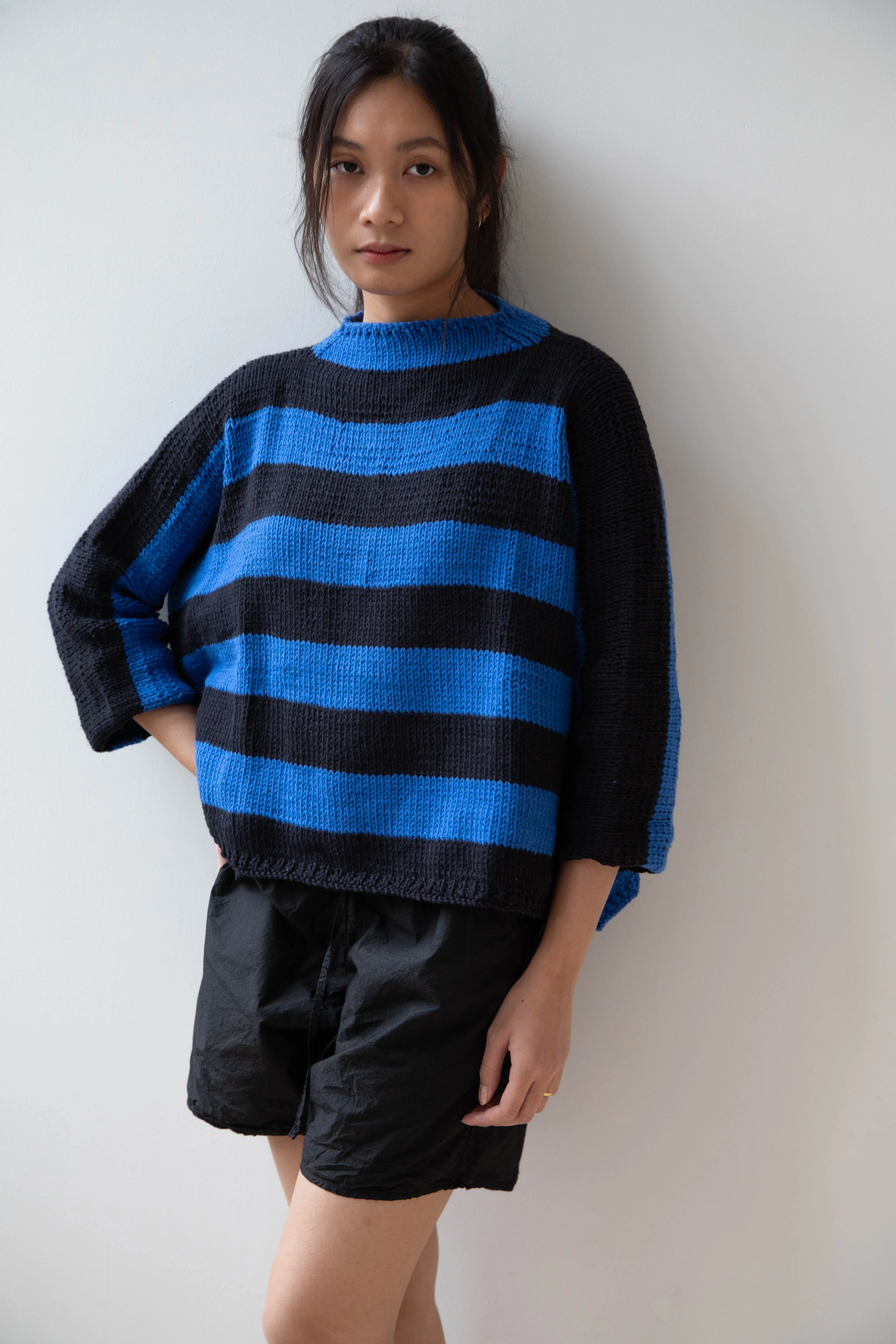 Nitto Branco Listrado Sweater in Black & Cobalt - Image 19