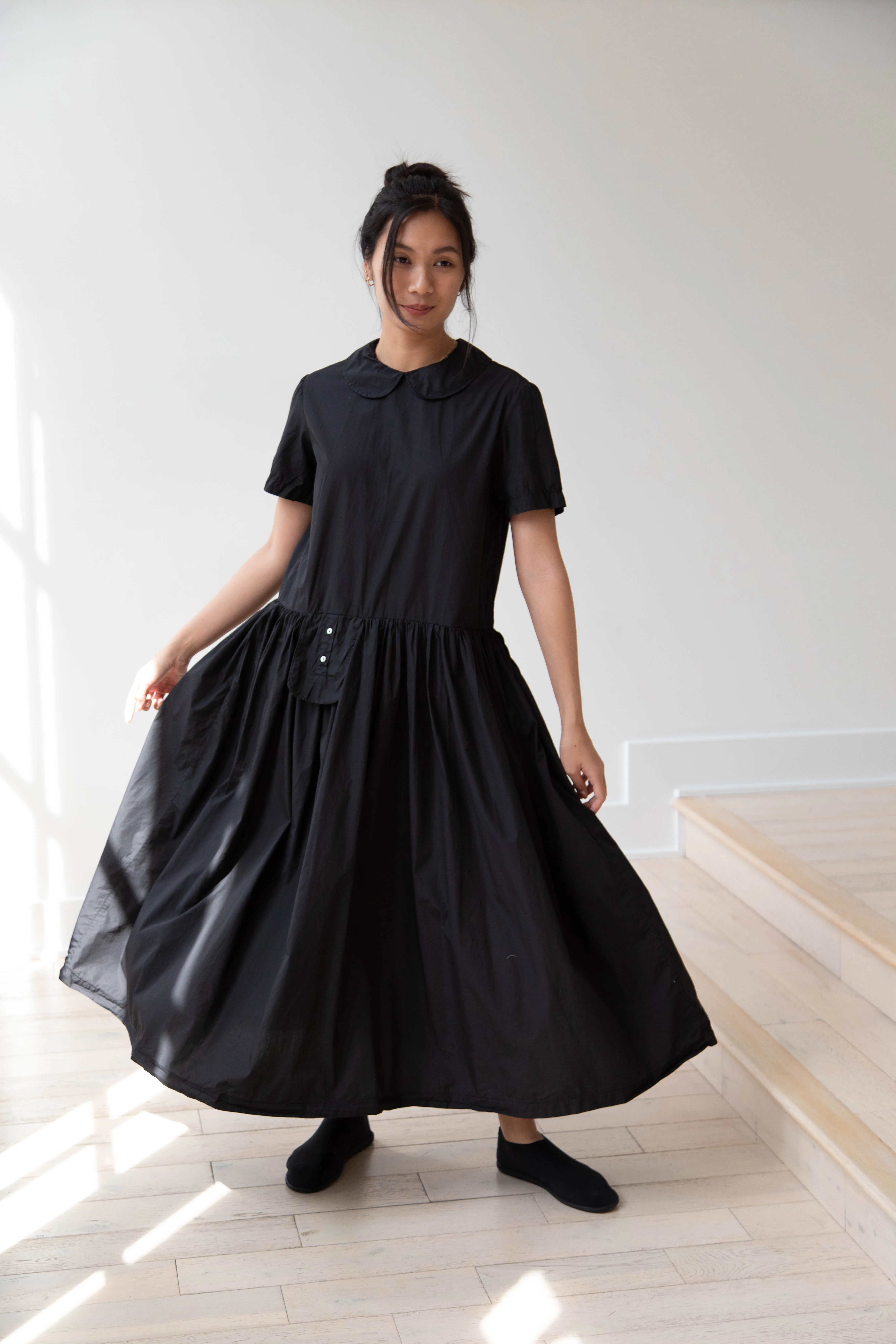 Nitto | Olga Pocket Dress in Black Cotton - Image 21