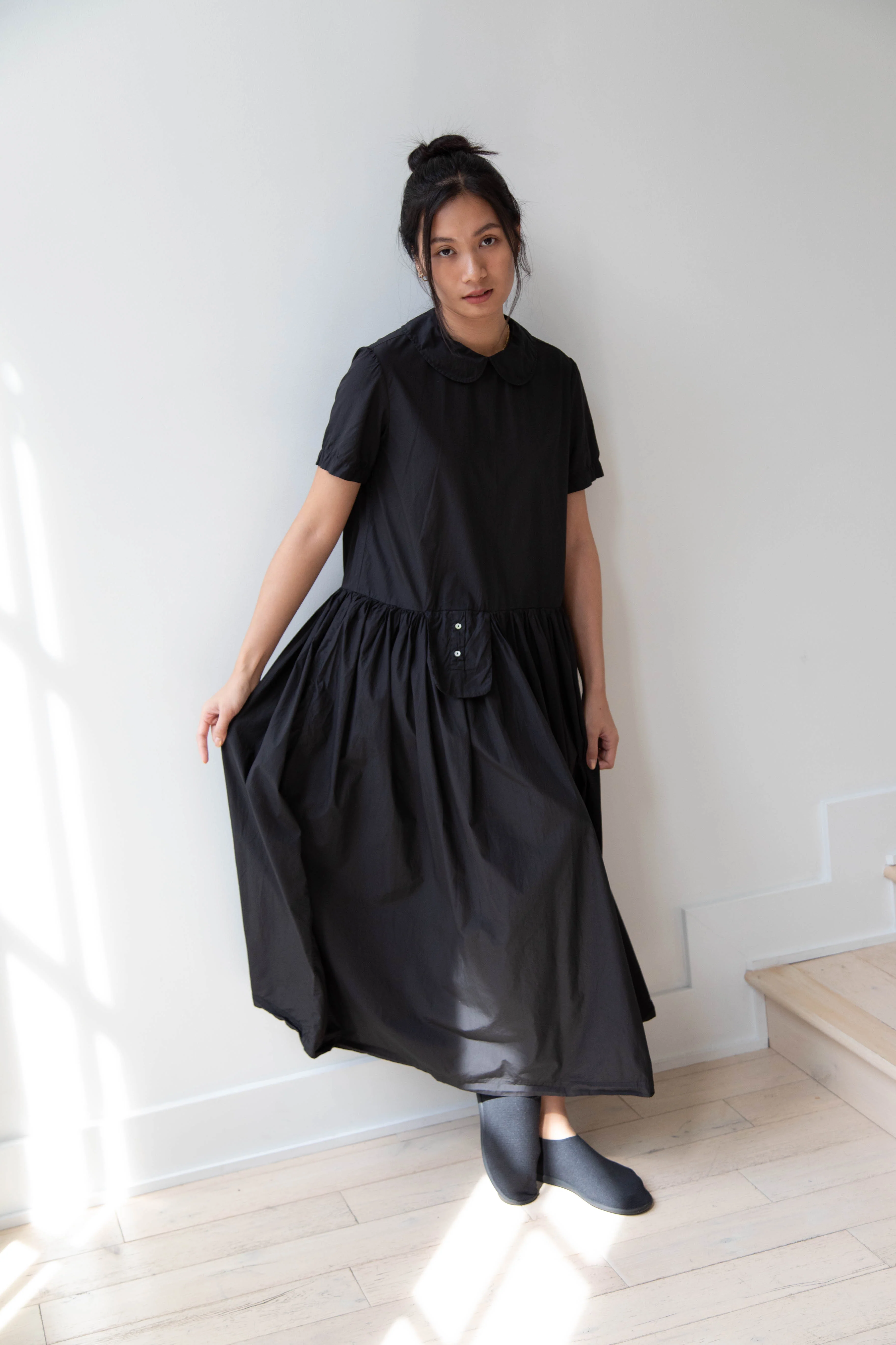 Nitto | Olga Pocket Dress in Black Cotton - Image 37