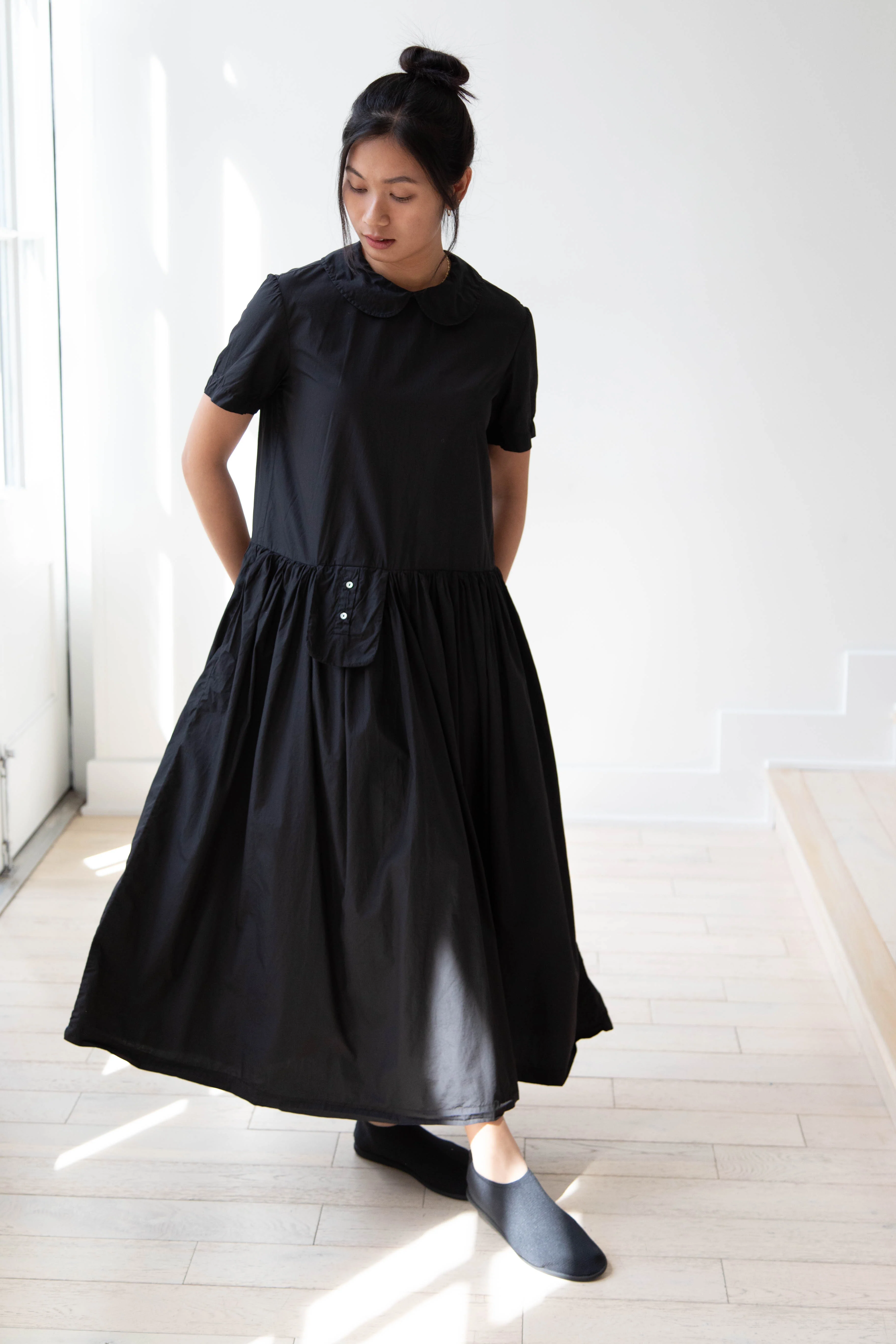 Nitto | Olga Pocket Dress in Black Cotton - Image 5