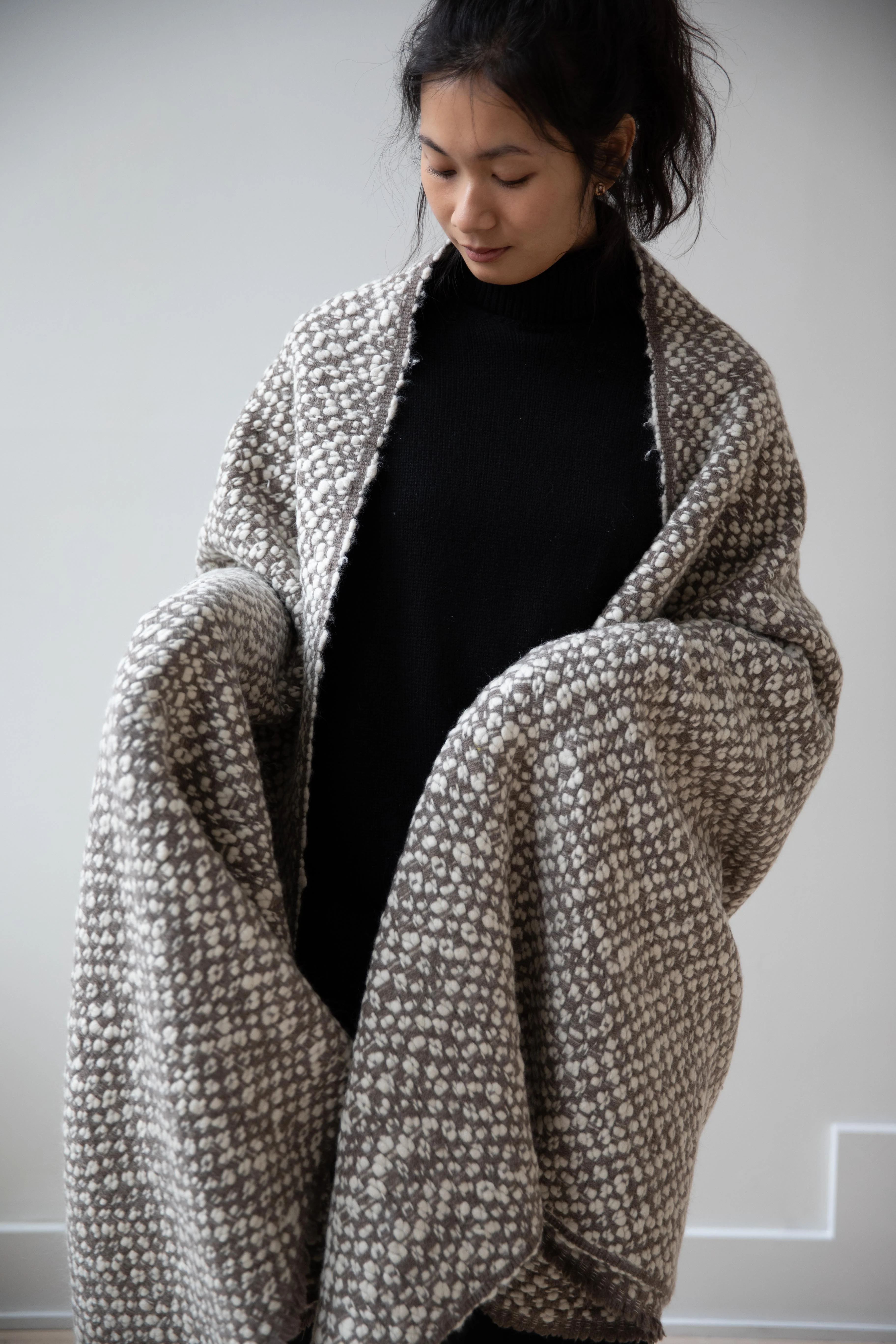 Norlha | Handspun Pebble Throw in Natural Yak Grey & White - Image 12