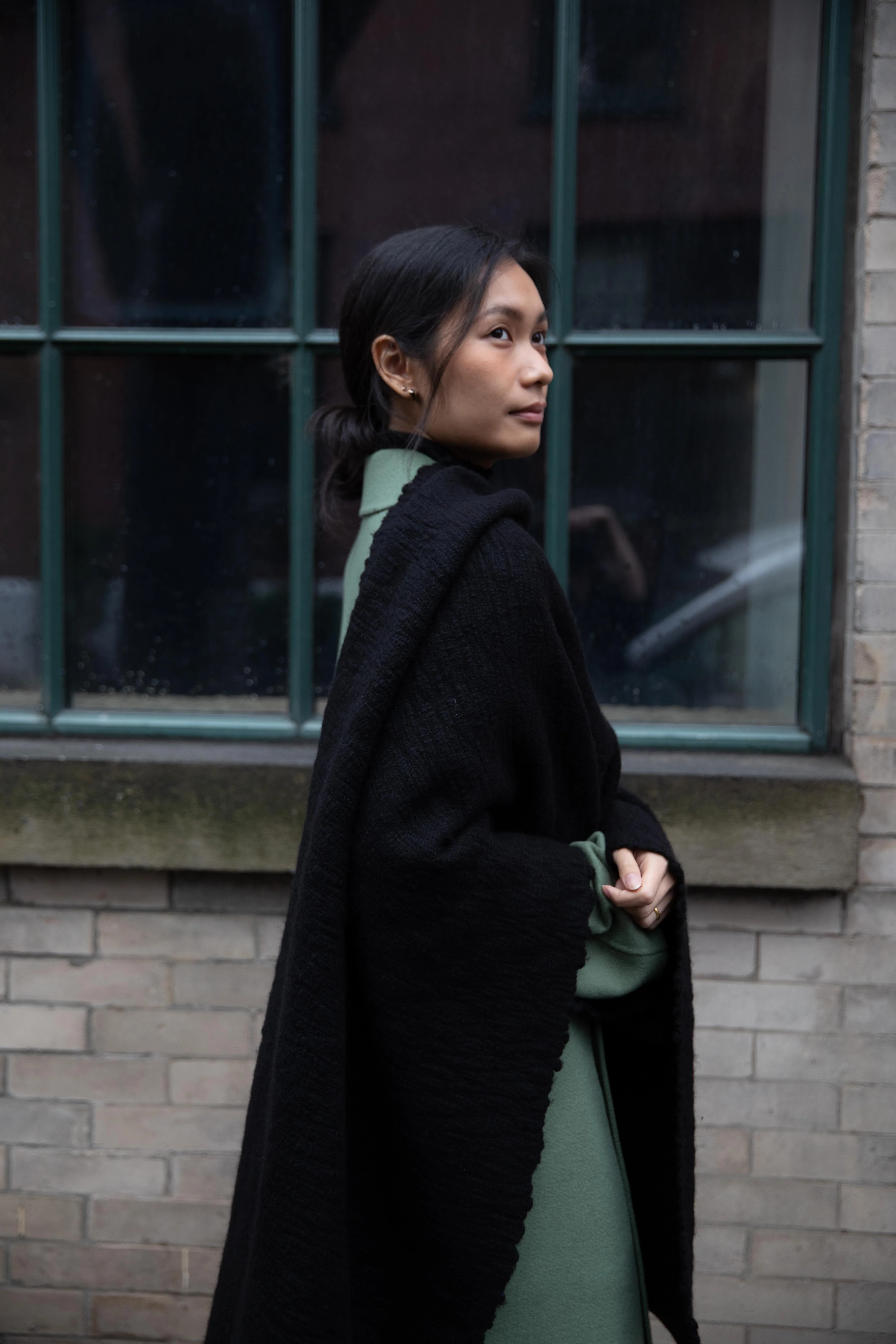 Norlha | Handspun Shepherd Scarf in Black - Image 16