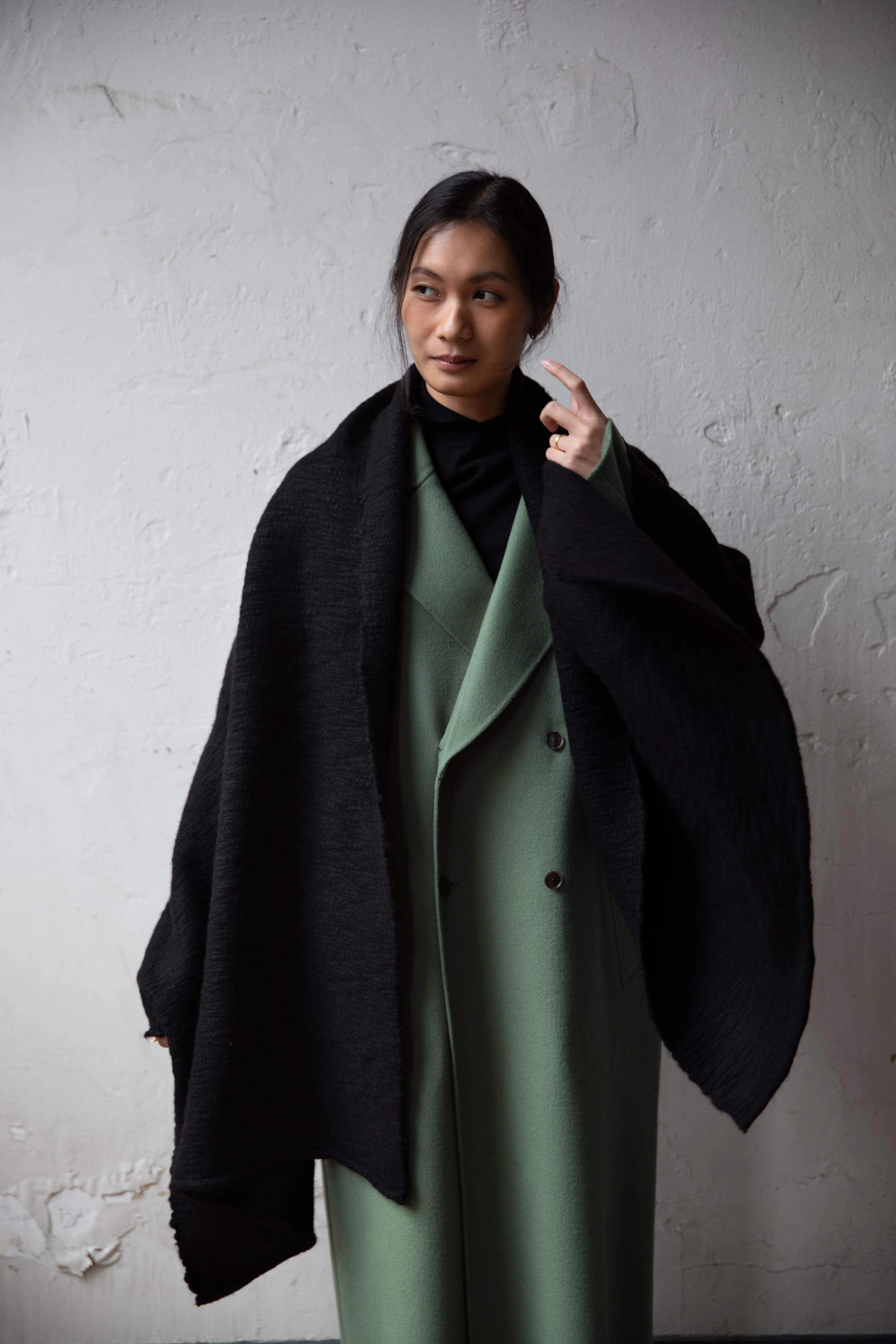 Norlha | Handspun Shepherd Scarf in Black - Image 26