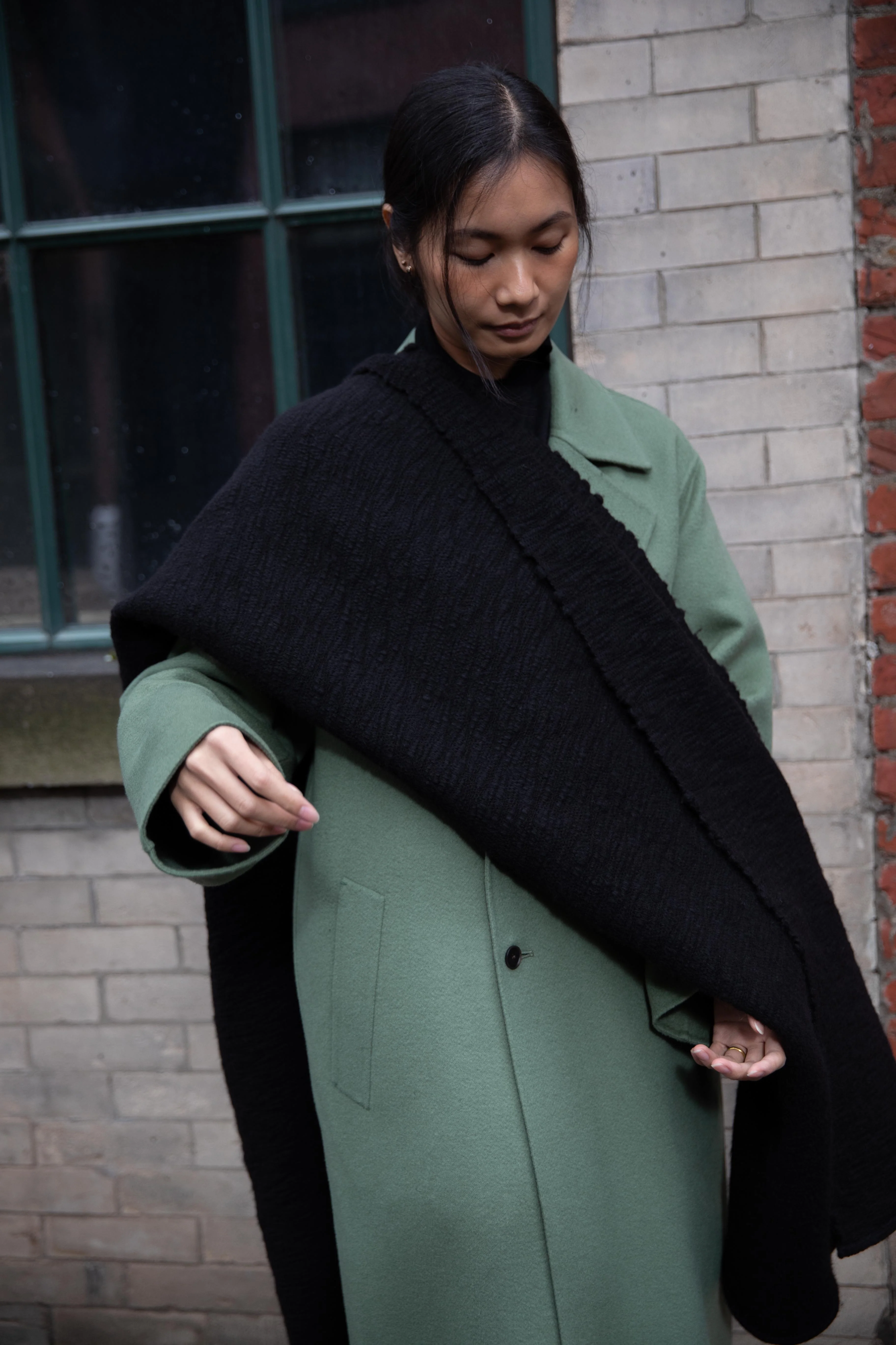 Norlha | Handspun Shepherd Scarf in Black - Image 31