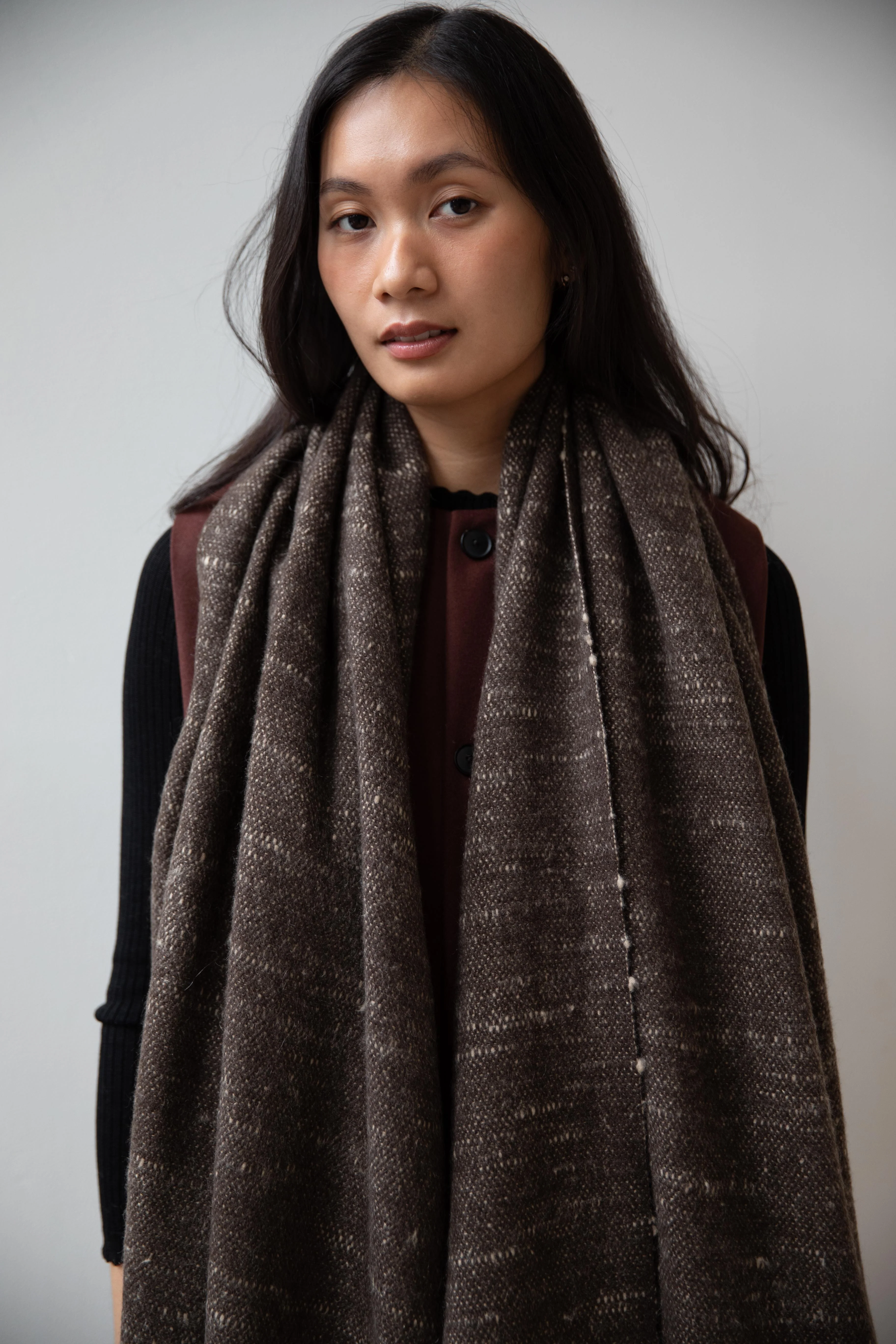 Norlha | Handspun Valley Scarf in Natural Yak Brown - Image 25
