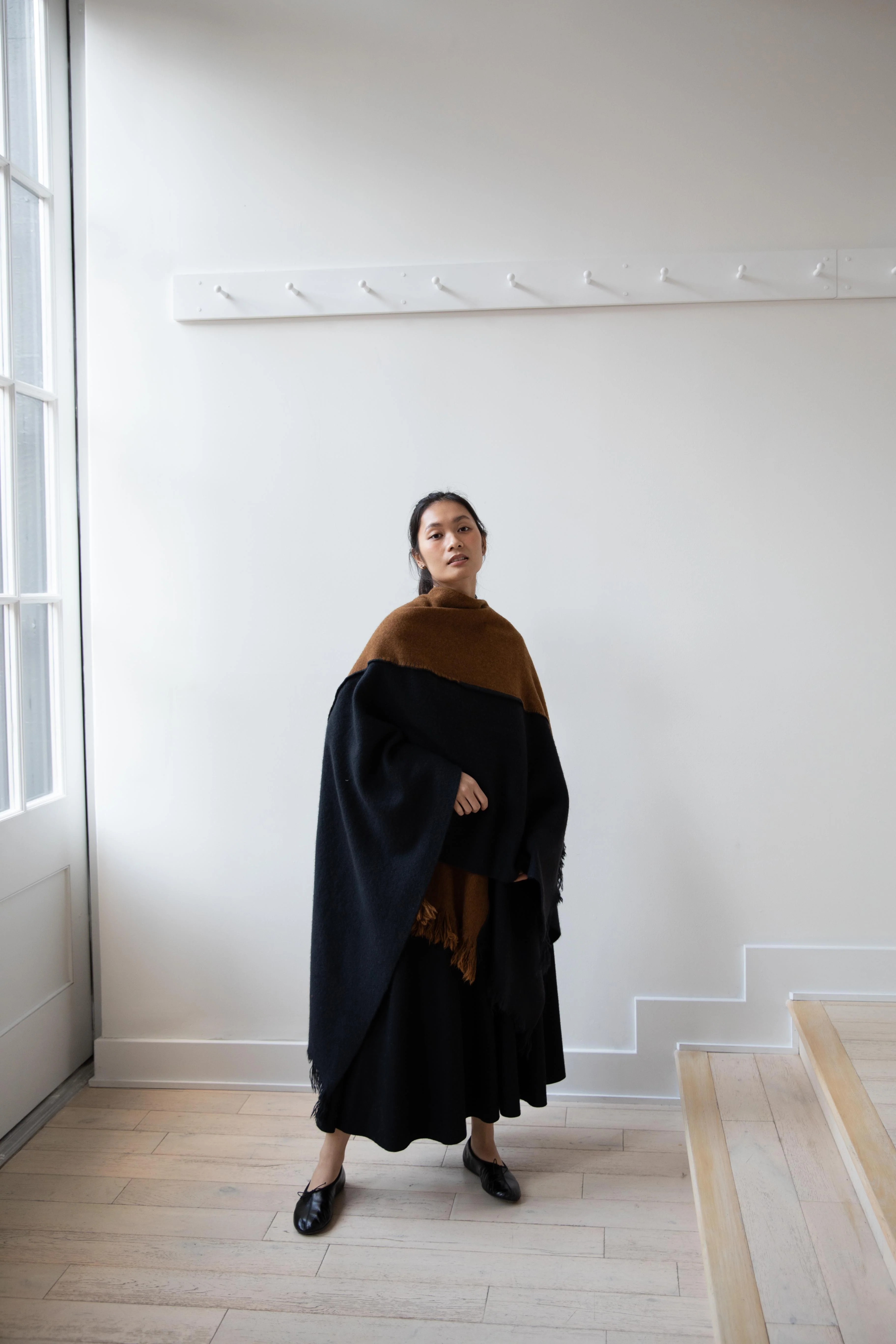 Norlha | Nomad Mount Boiled Cape in Wood Brown & Blue - Image 15