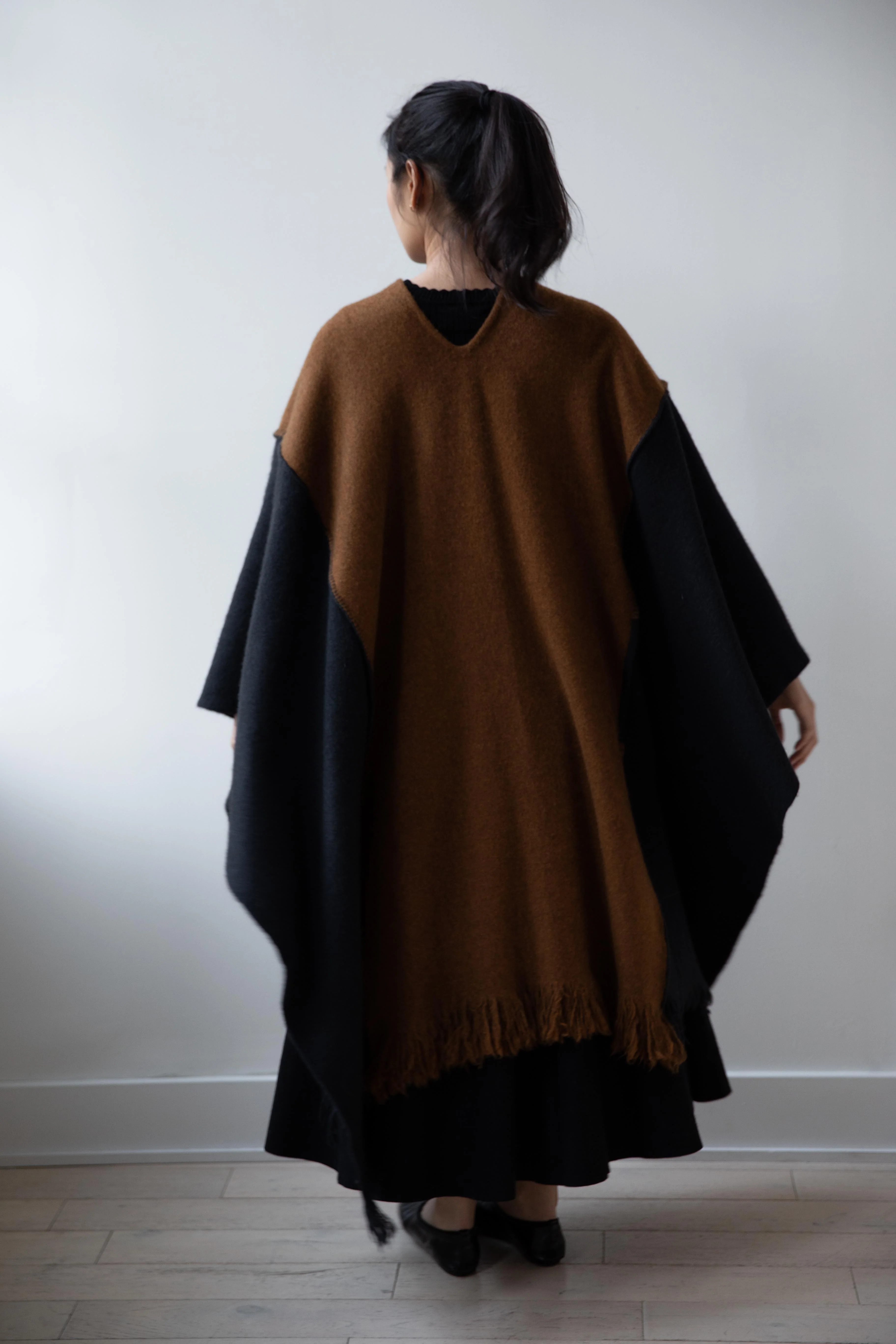 Norlha | Nomad Mount Boiled Cape in Wood Brown & Blue - Image 23