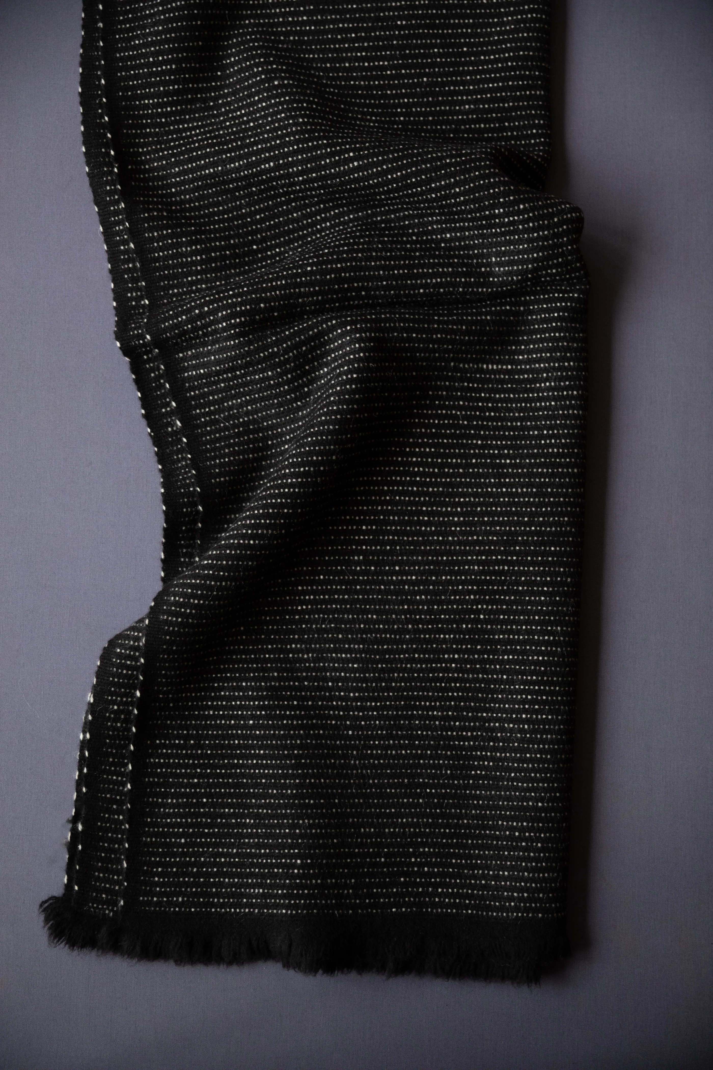 Norlha | Nomad Seed Scarf in Black & Natural Yak White - Image 3
