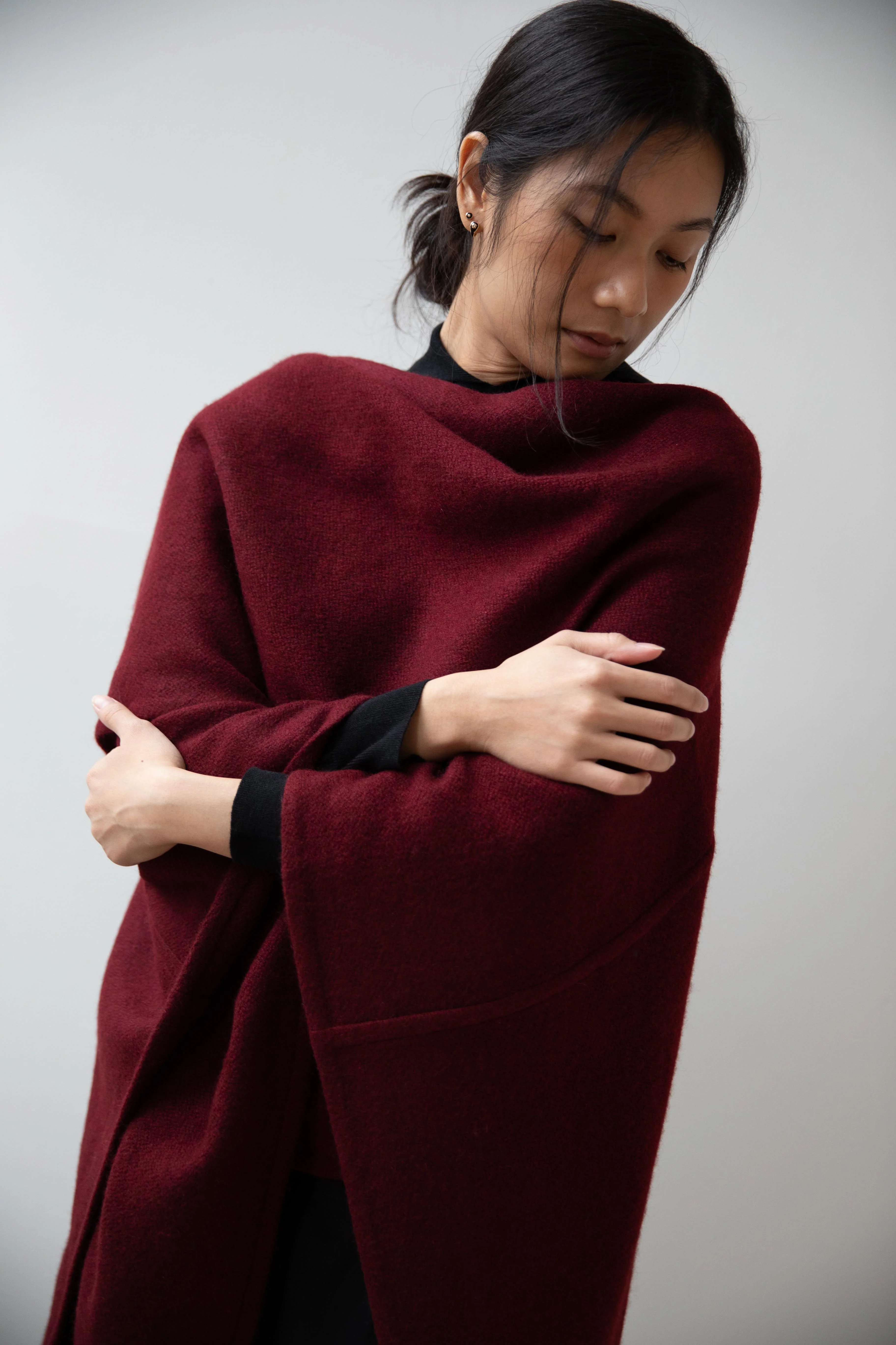 Norlha | Seamed Cape in Burgundy - Image 35