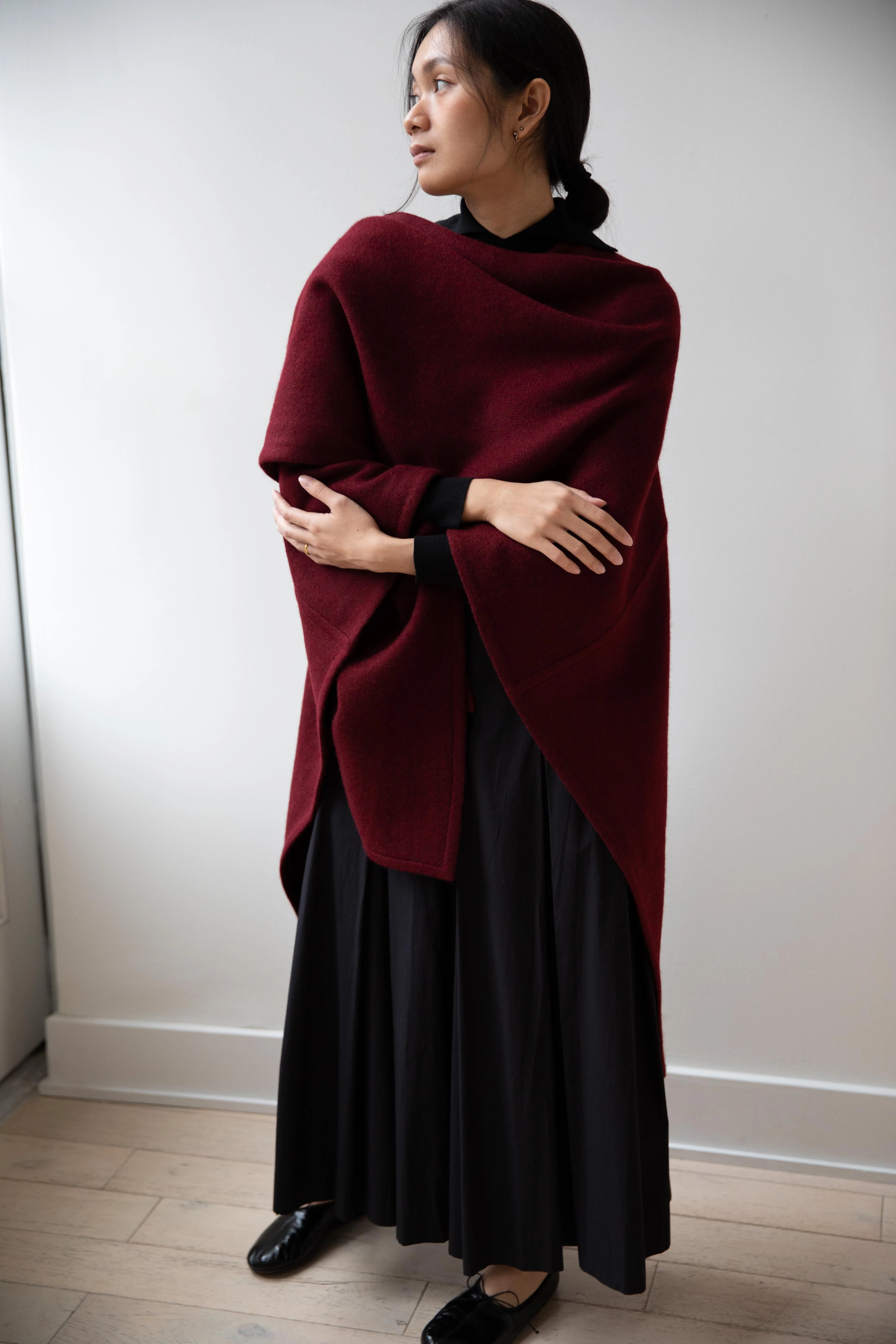 Norlha | Seamed Cape in Burgundy - Image 36