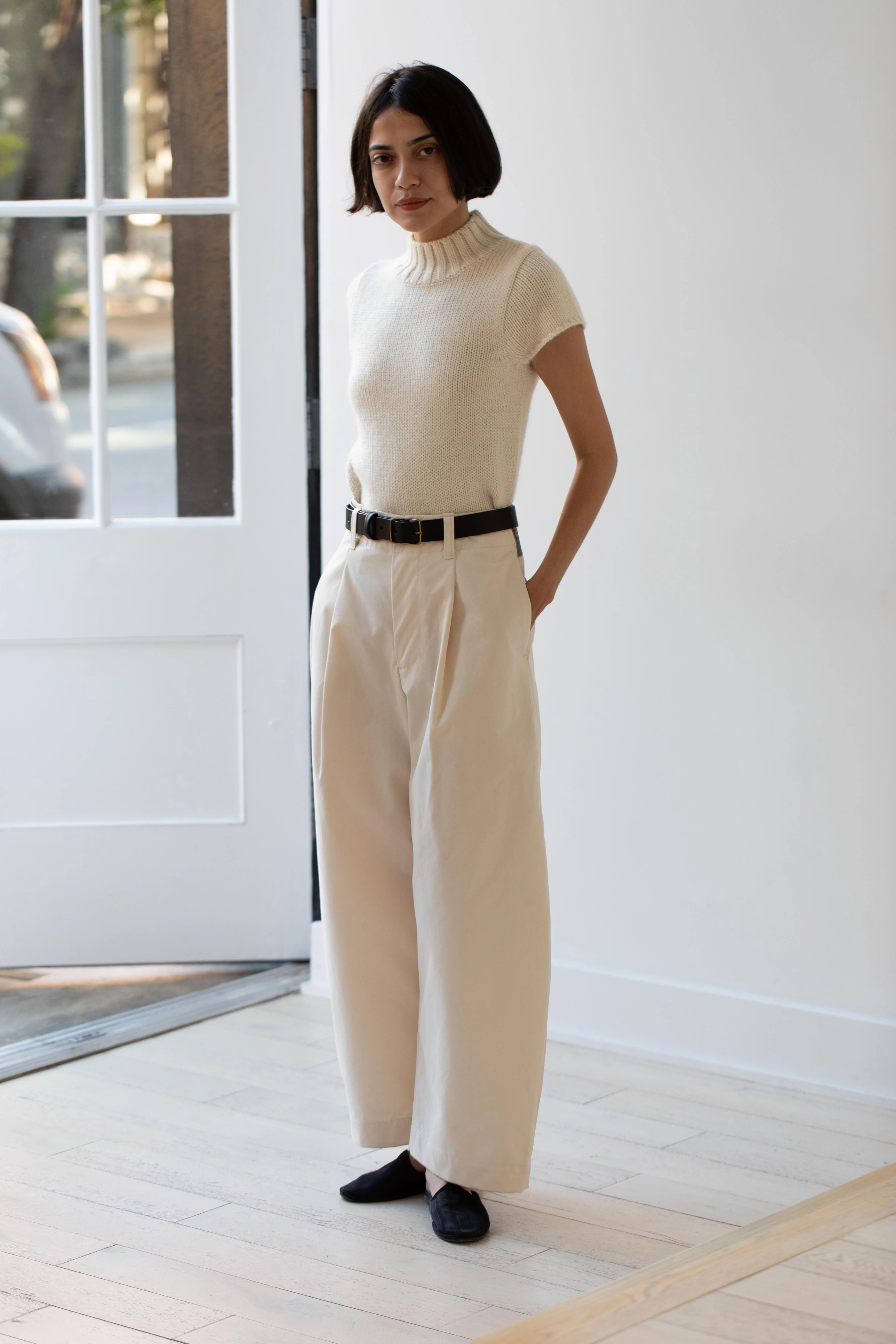 Nothing Written | Benico Half Neck Knit Shirt in Ivory - Image 33