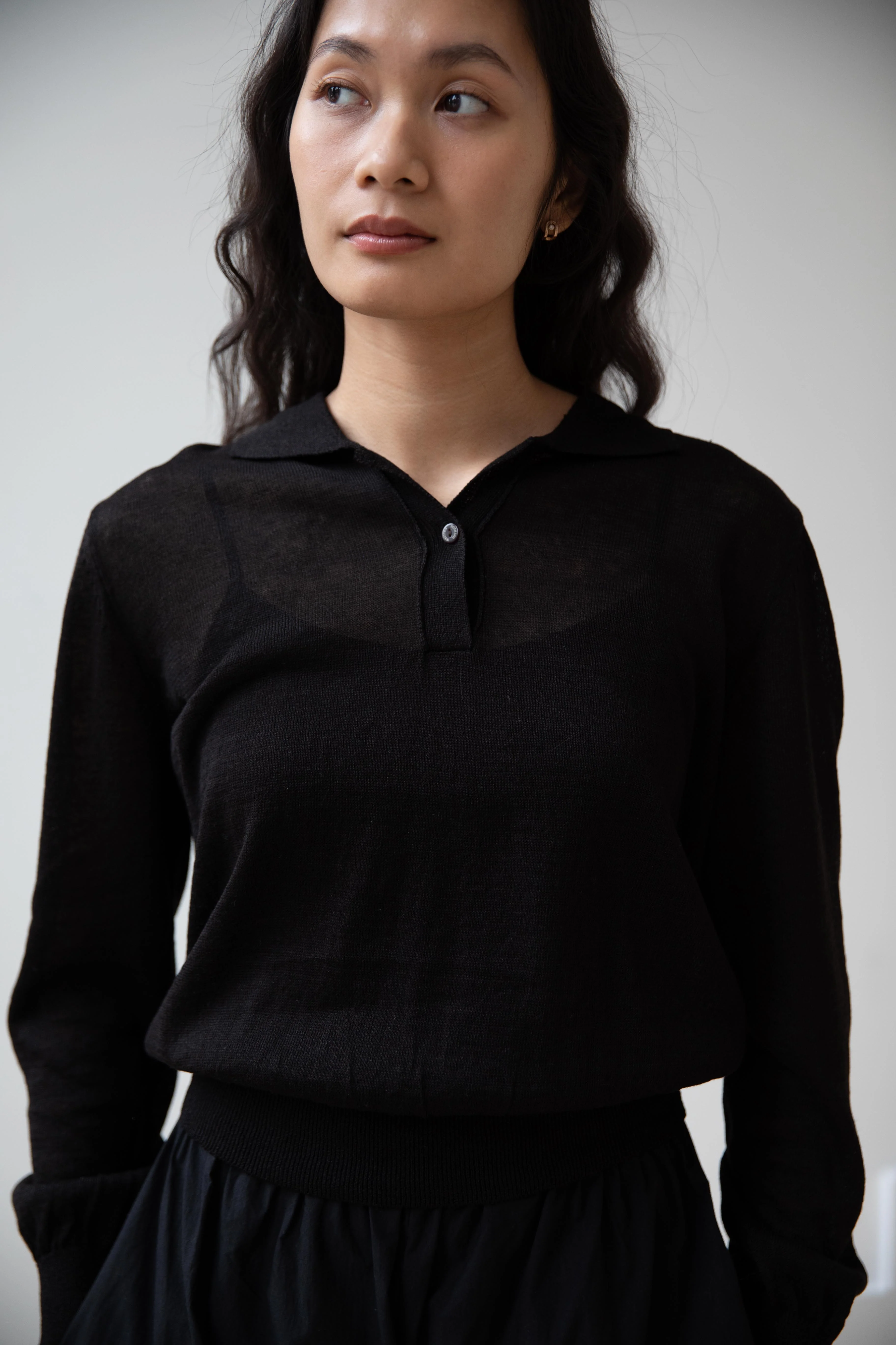 Nothing Written | Carrel Collar Polo in Black