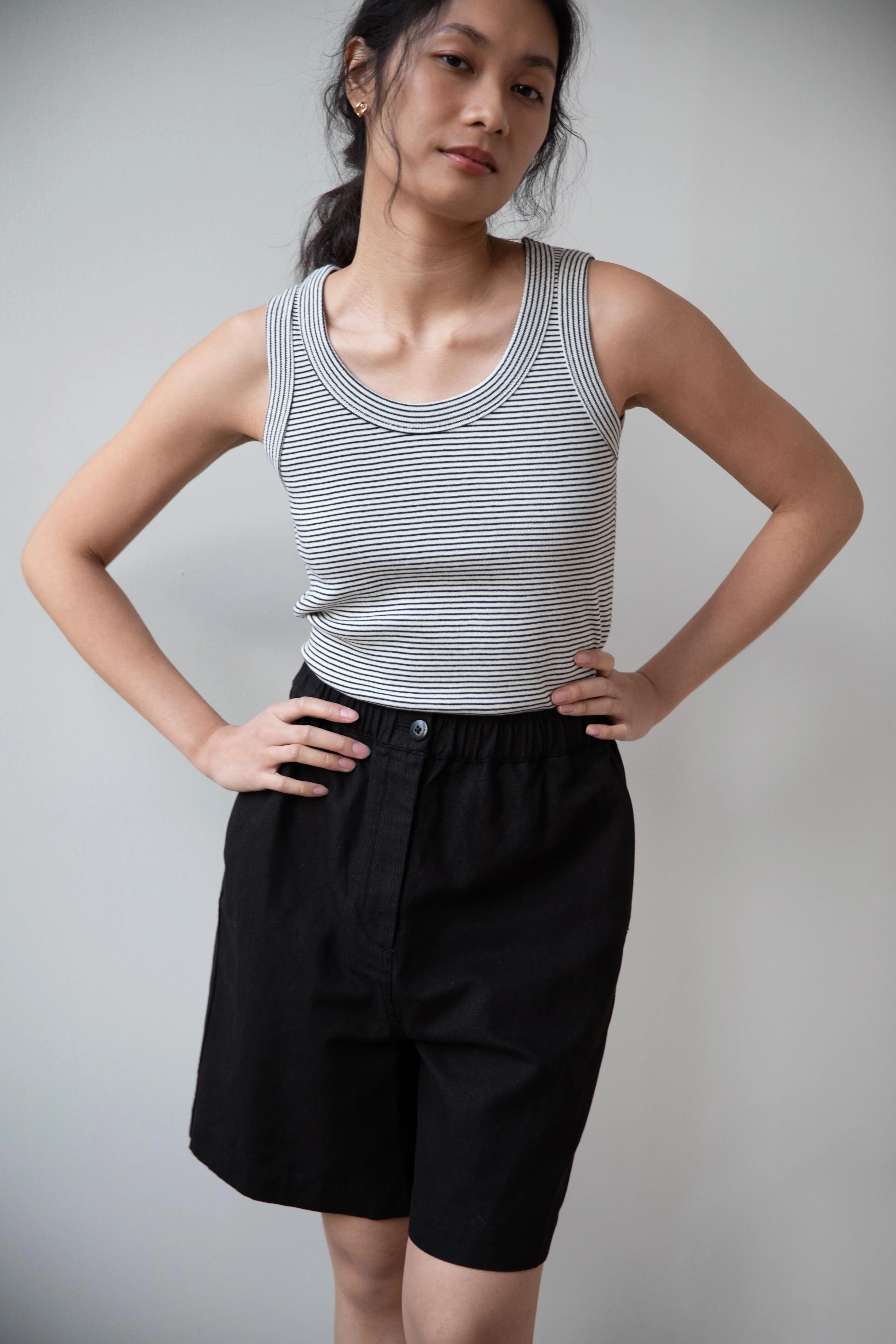 Nothing Written | Cotton Linen Shorts in Black - Image 4