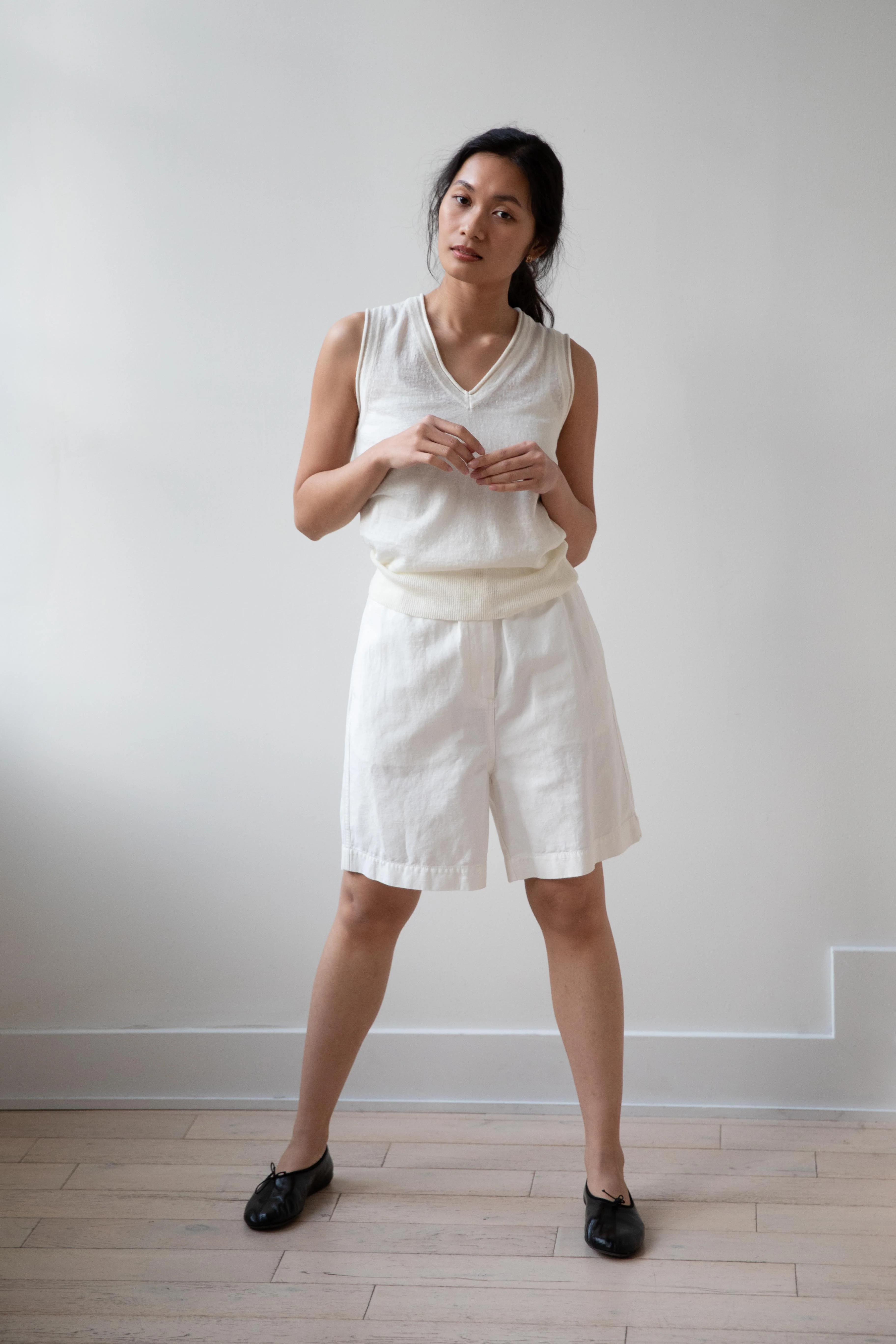 Nothing Written | Cotton Linen Shorts in White