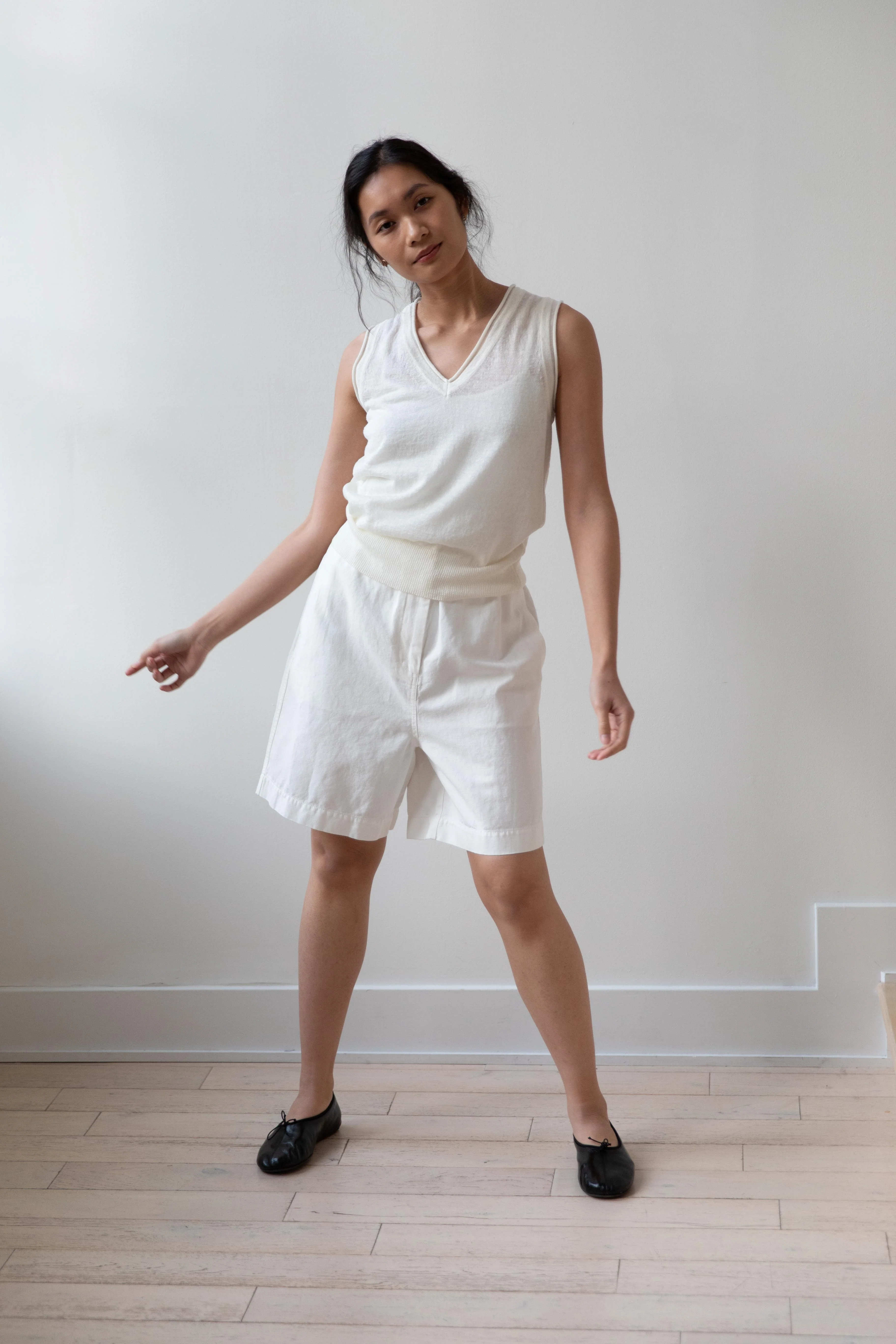 Nothing Written | Cotton Linen Shorts in White - Image 23