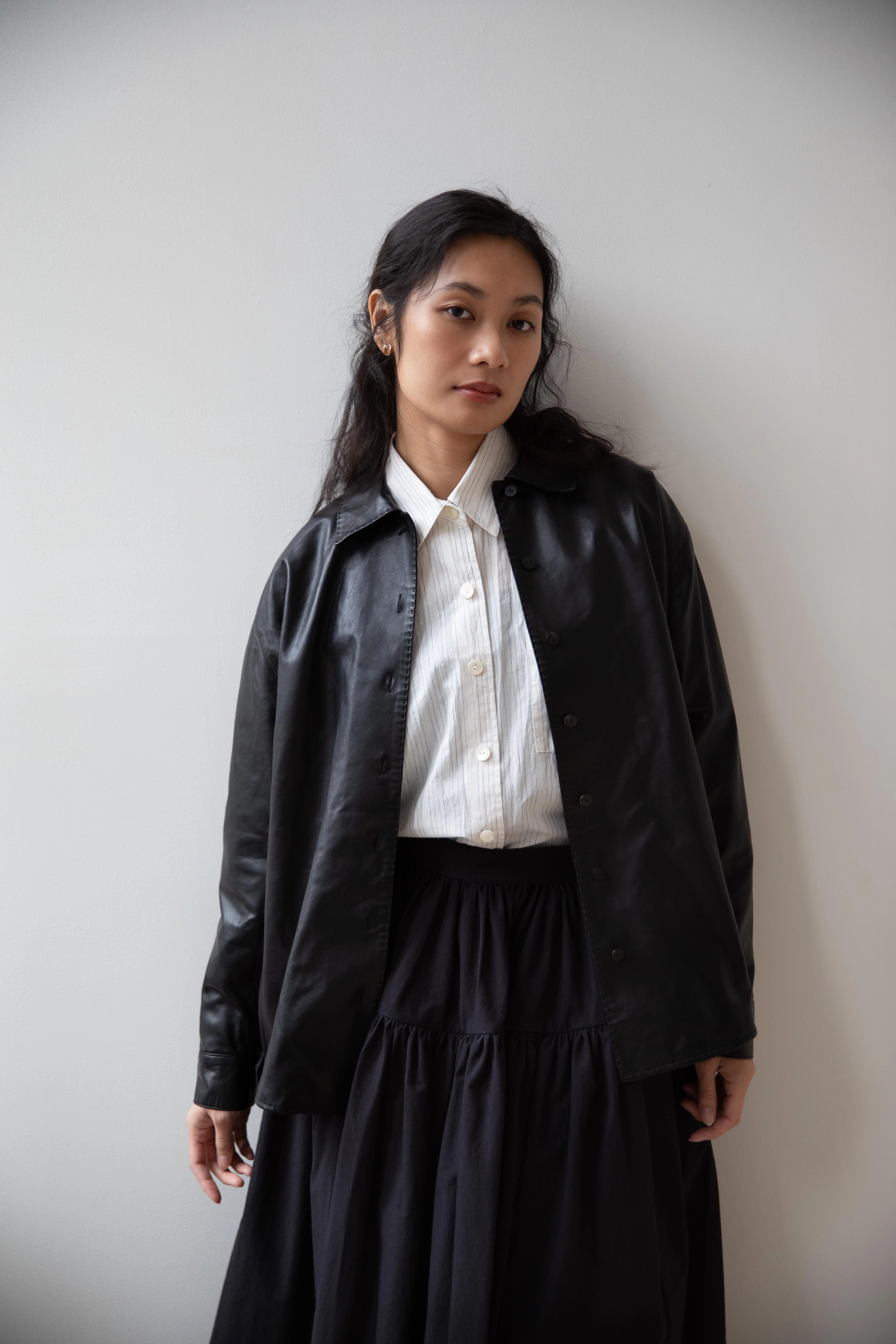 Nothing Written | Julian Leather Shirt in Black - Image 28