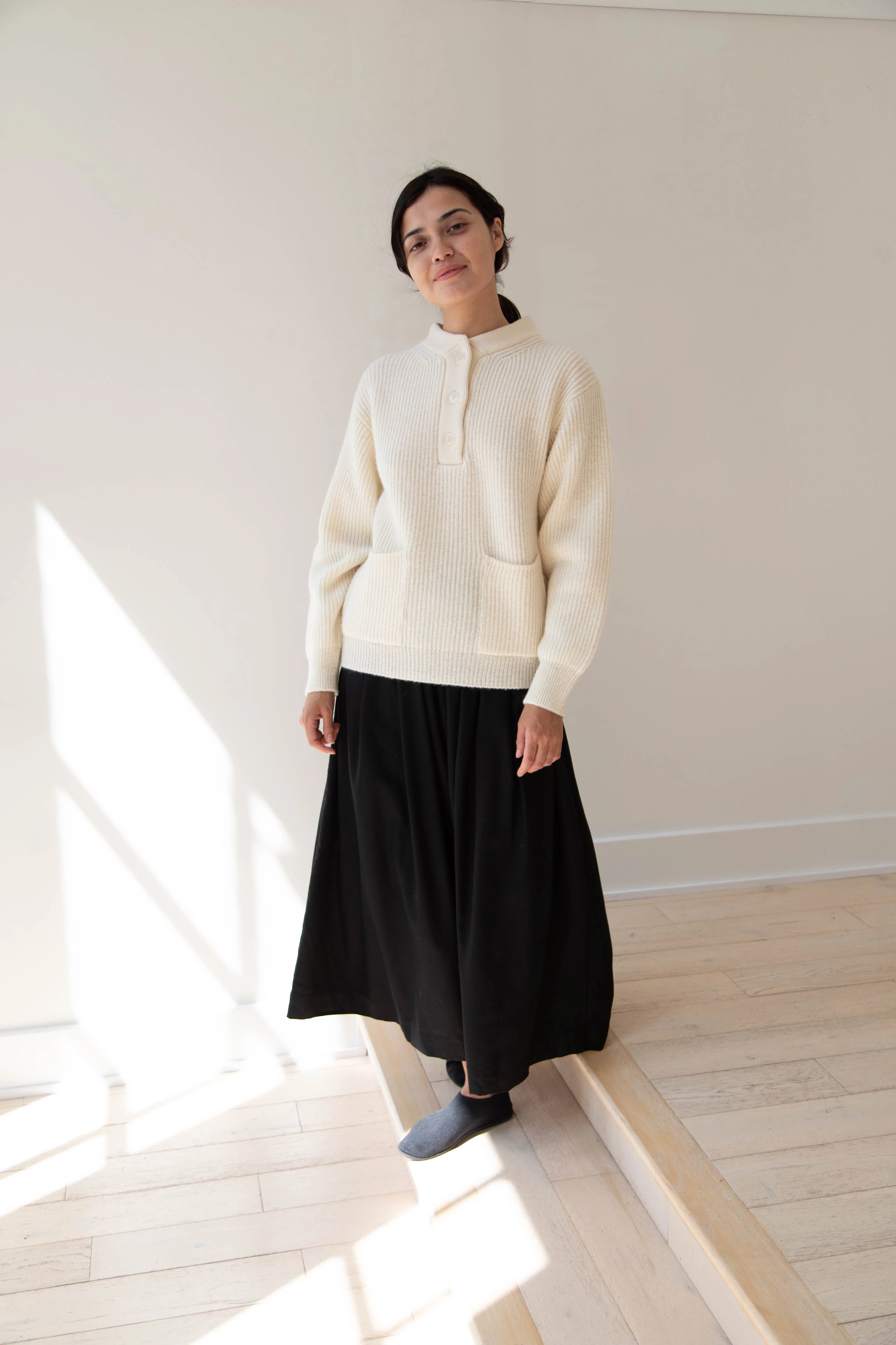 Nothing Written | Shetland Wool Henley Pullover in Ivory - Image 32
