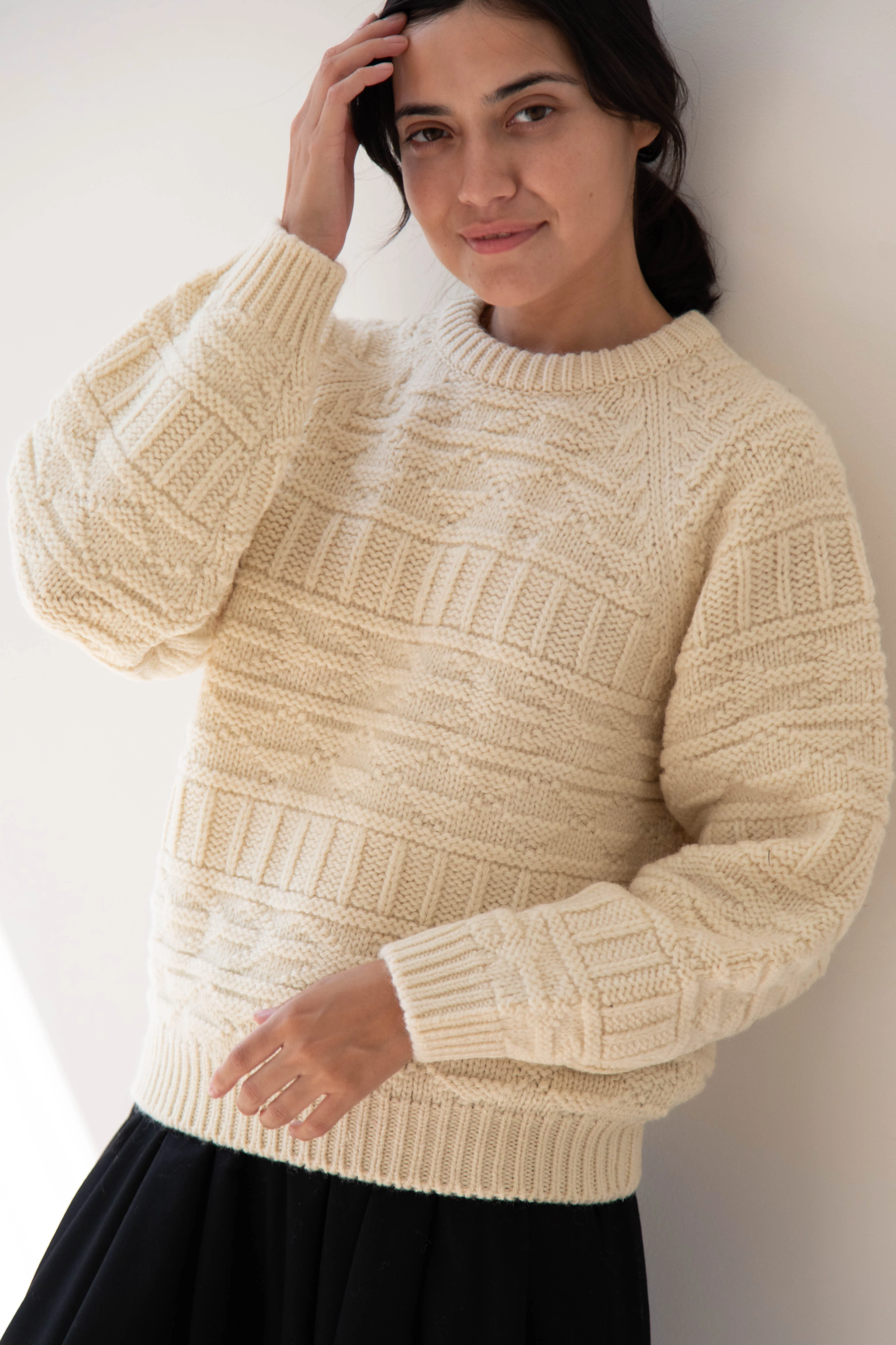 Nothing Written | Vintage Pattern Round Sweater in Ivory - Image 18
