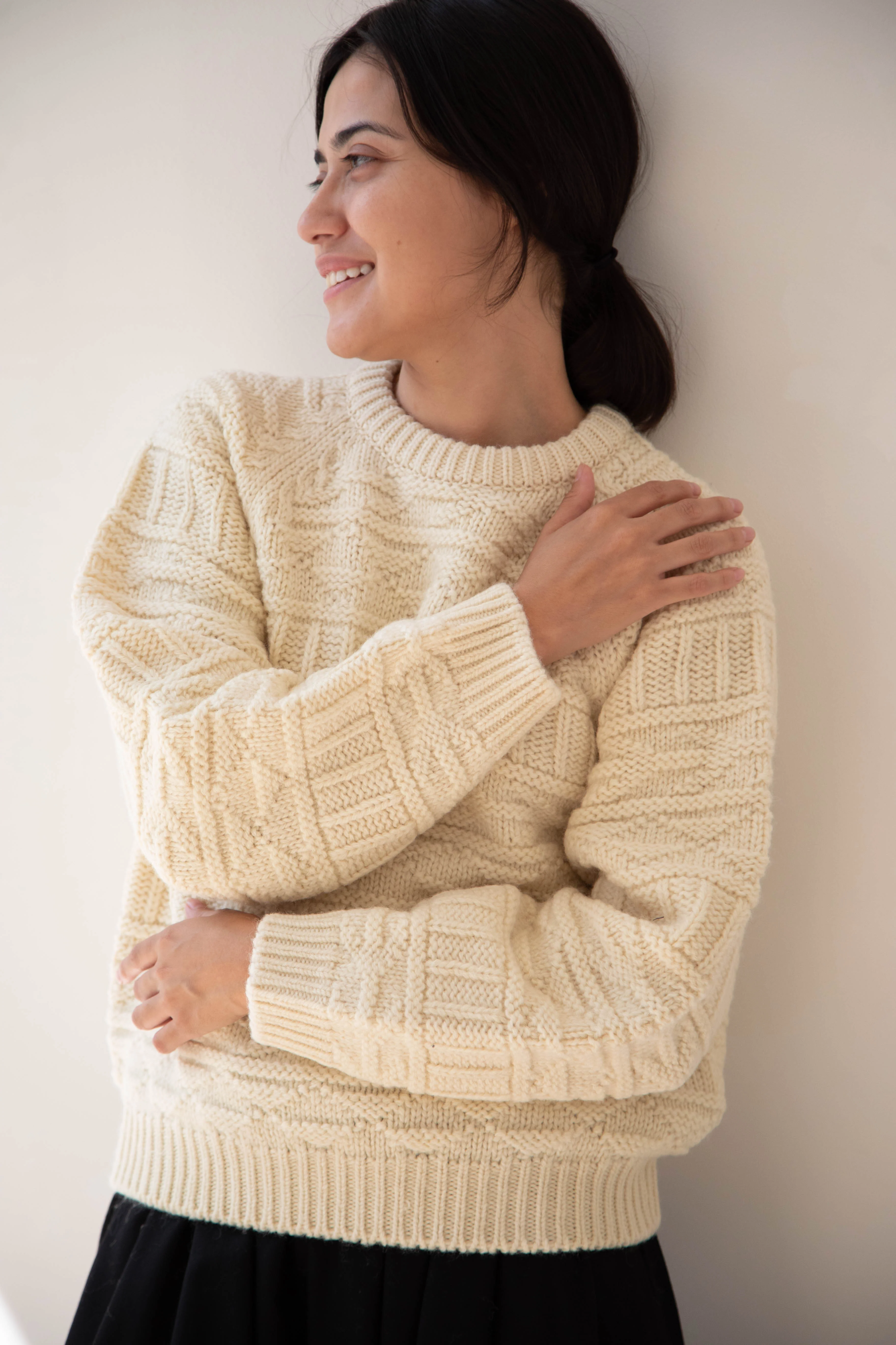 Nothing Written | Vintage Pattern Round Sweater in Ivory - Image 23