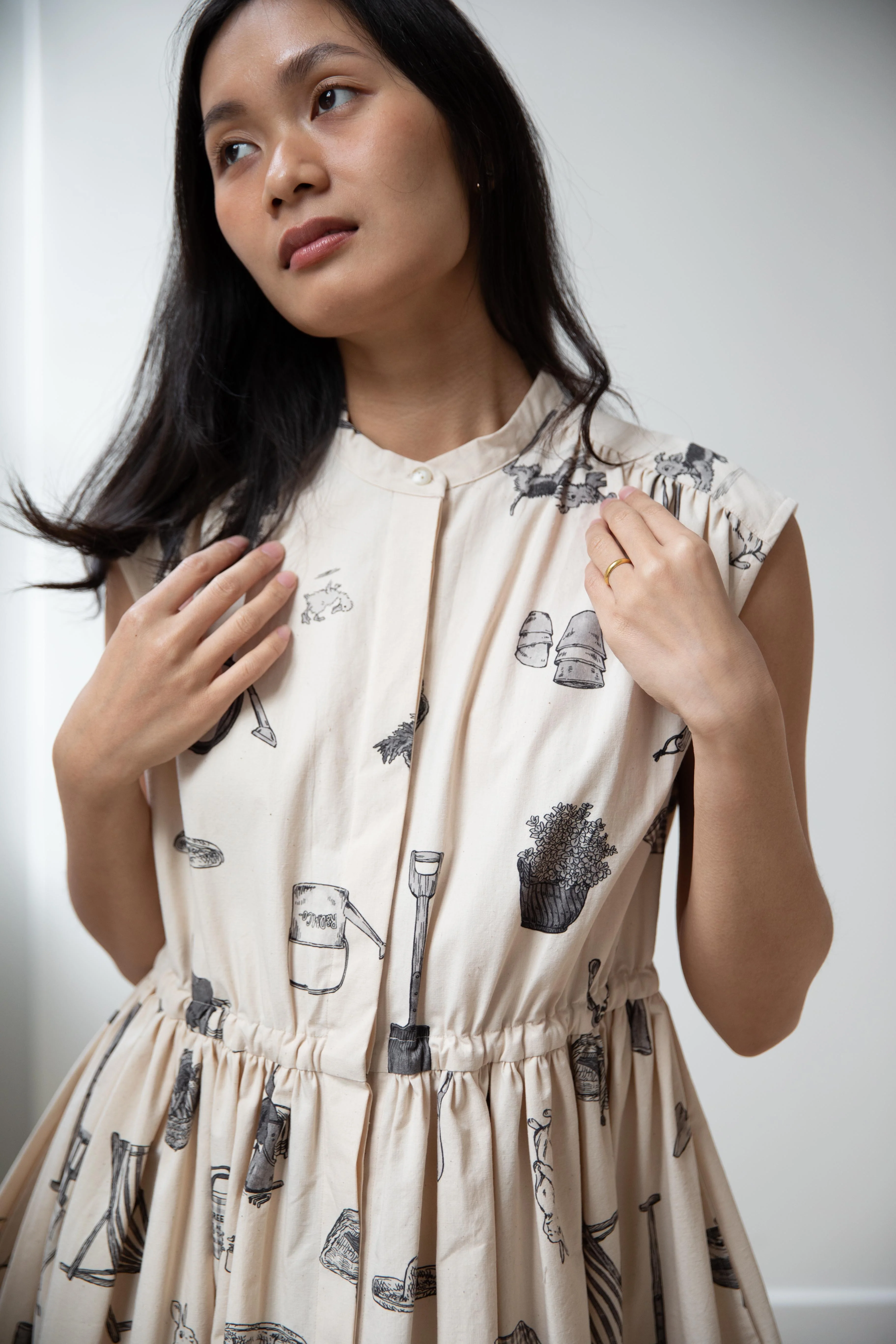 Old Man's Tailor | "Great Green Thumb" Shirt Dress in Natural & Black - Image 20