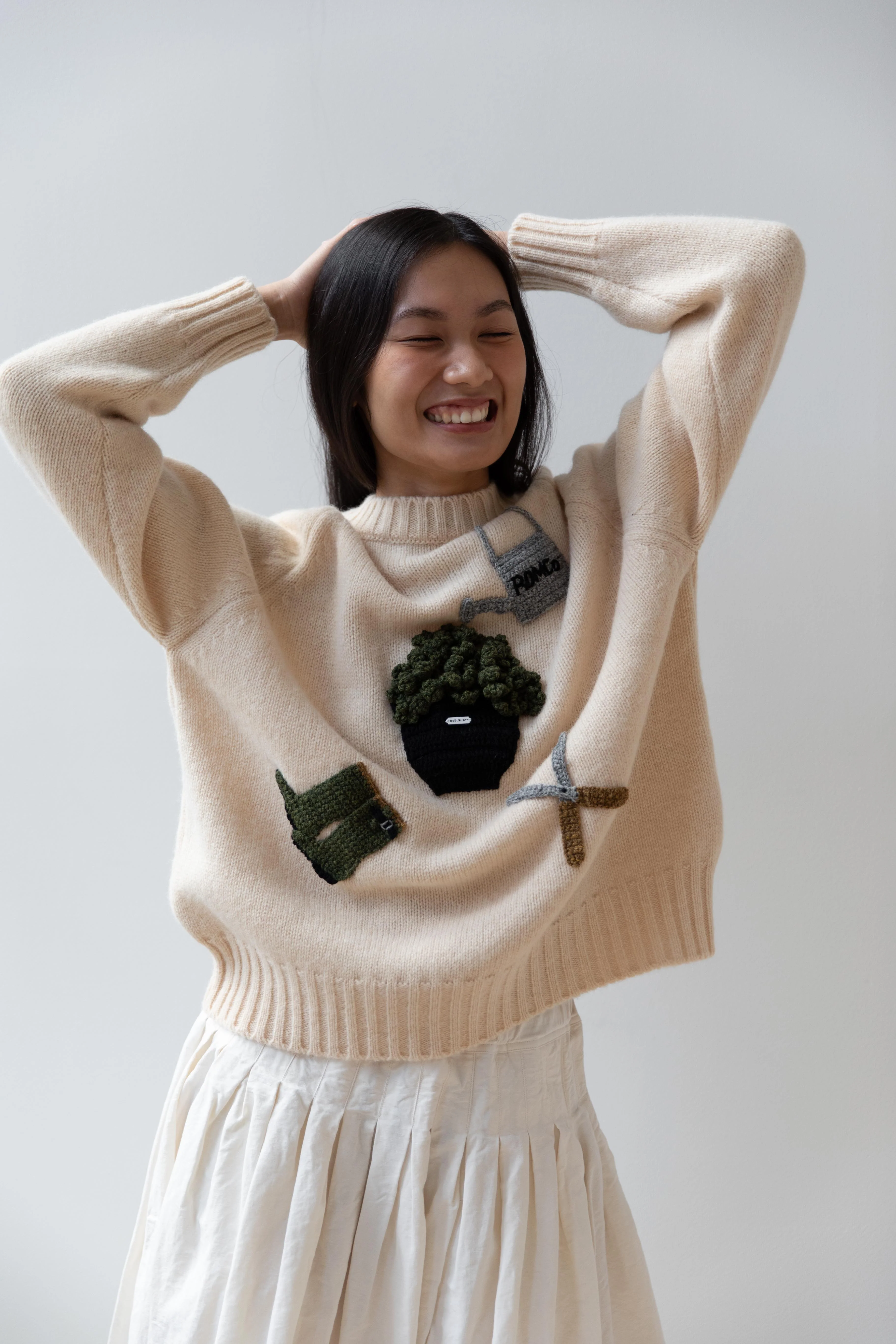 Old Man's Tailor | "Great Green Thumb" Sweater in Off White - Image 12