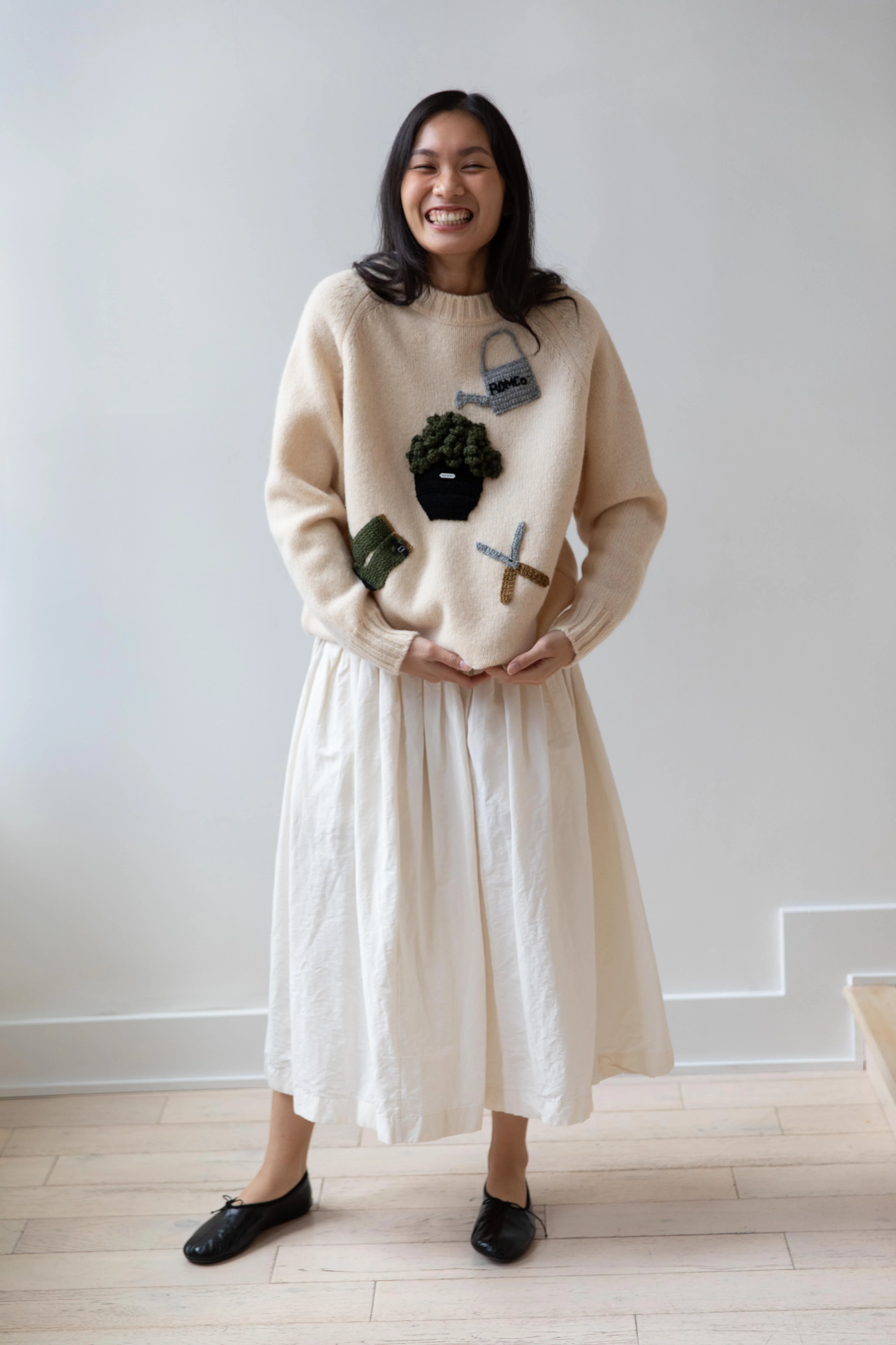 Old Man's Tailor | "Great Green Thumb" Sweater in Off White - Image 5